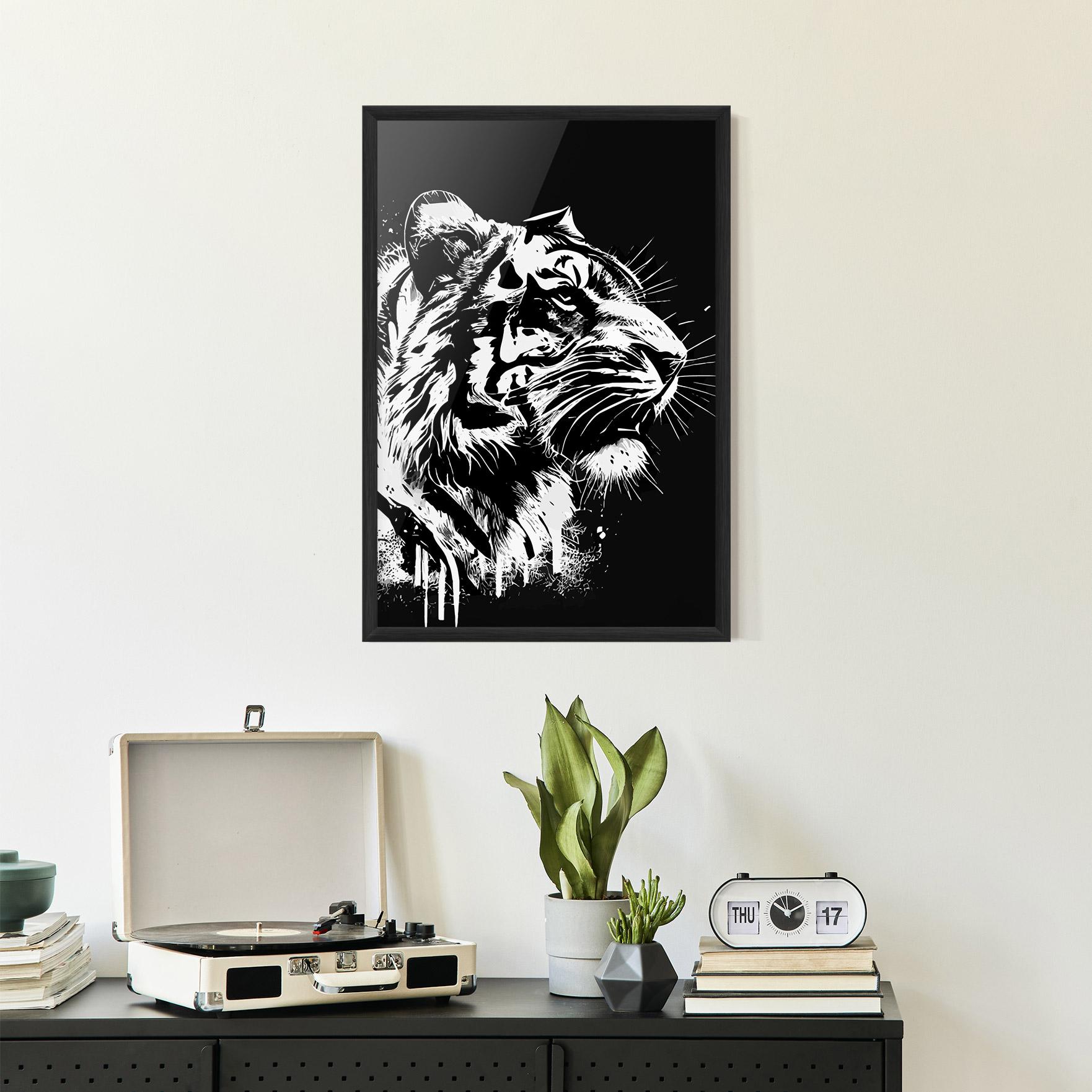 Plakat w Ramie White Ink Tiger mockup 2