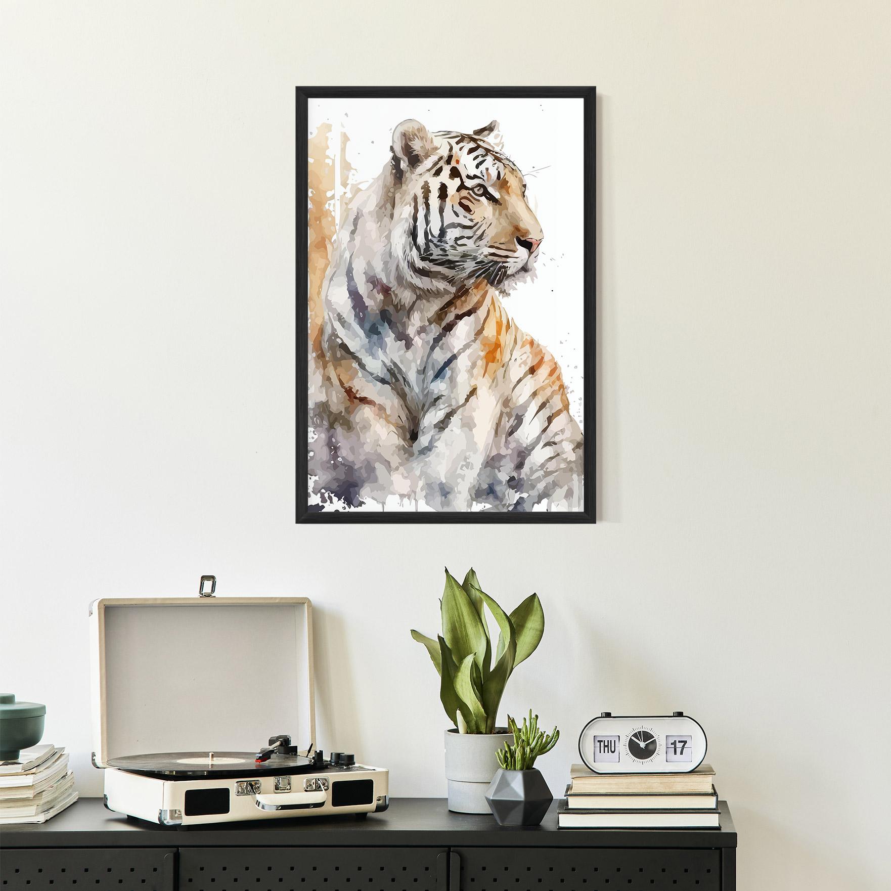 Plakat w Ramie White Tiger Art mockup 2