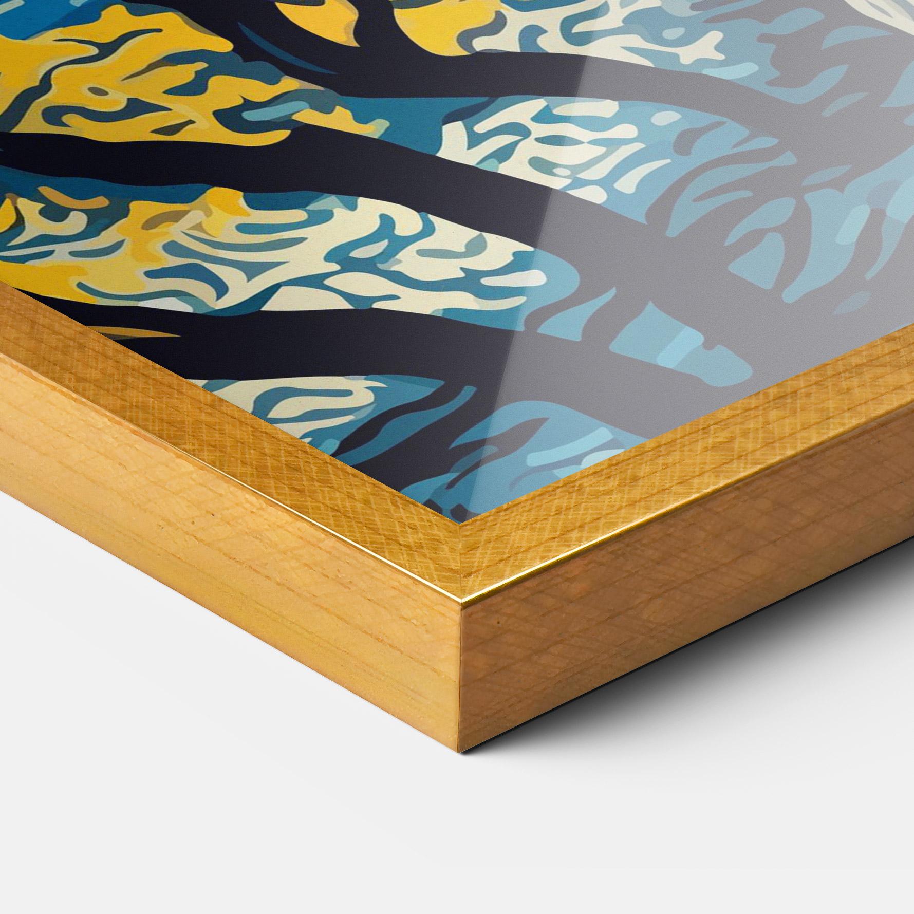 Plakat w Ramie Tiger Blue Painting mockup 3