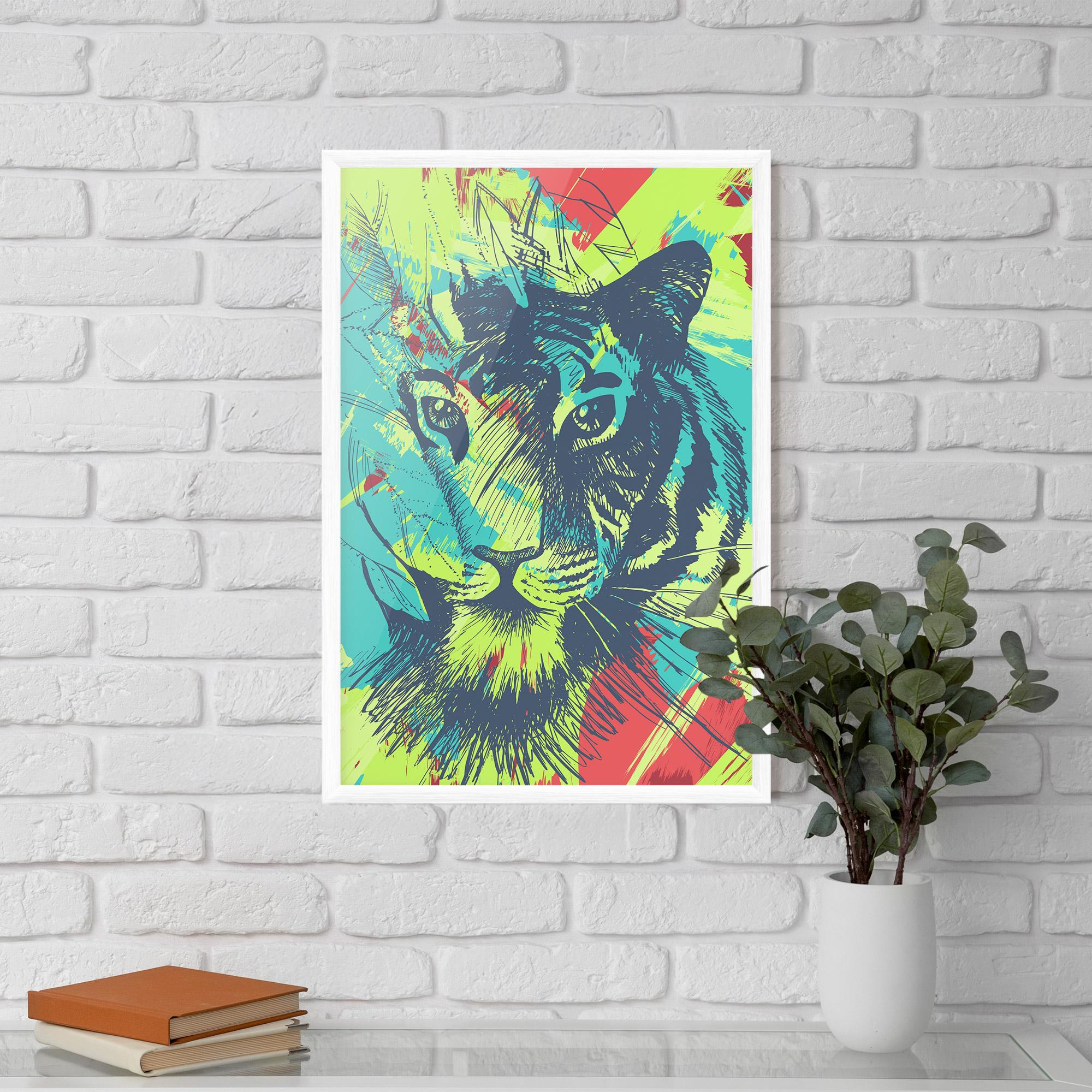 Plakat w Ramie Blue Green Tiger mockup 5