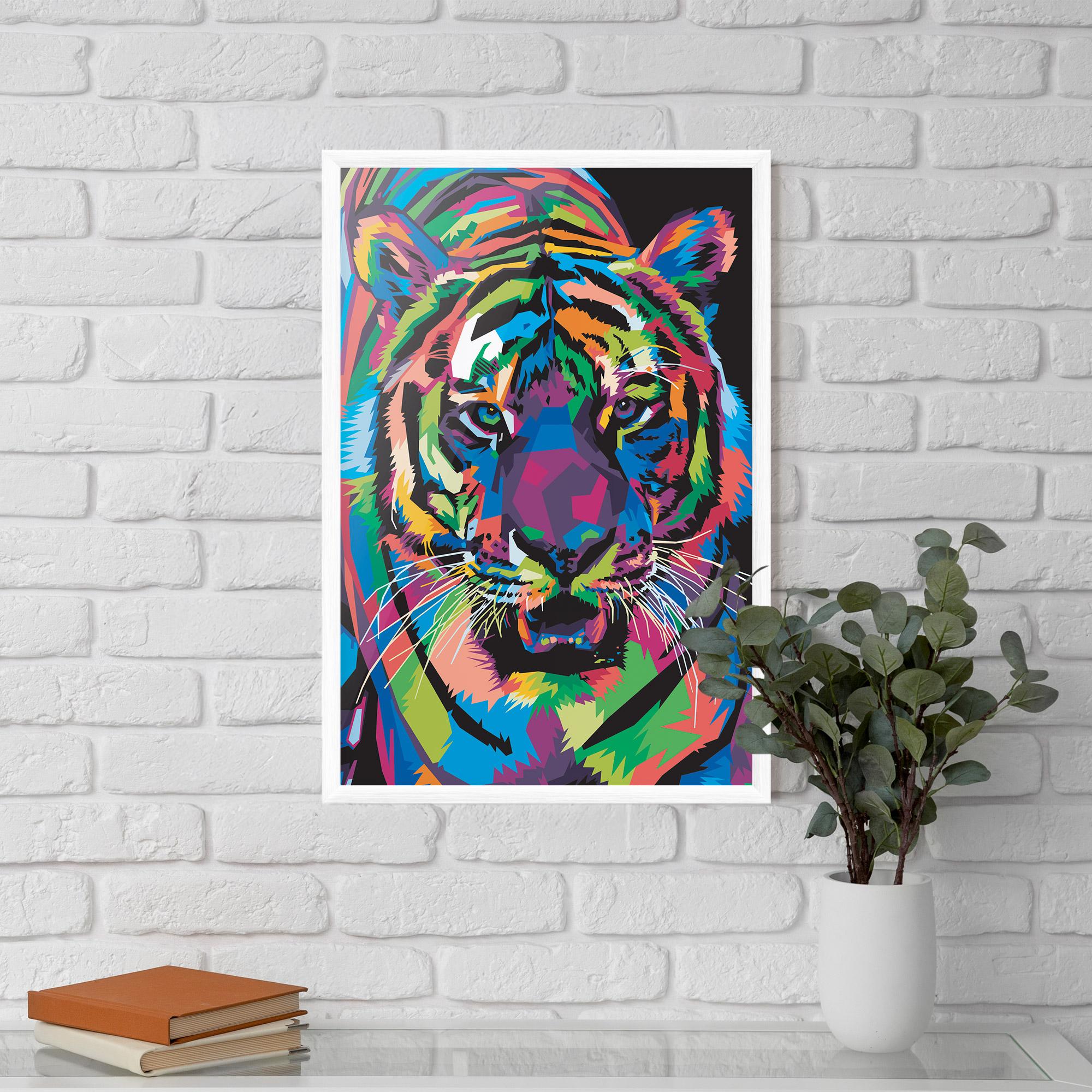 Plakat w Ramie Mix Color Tiger mockup 5