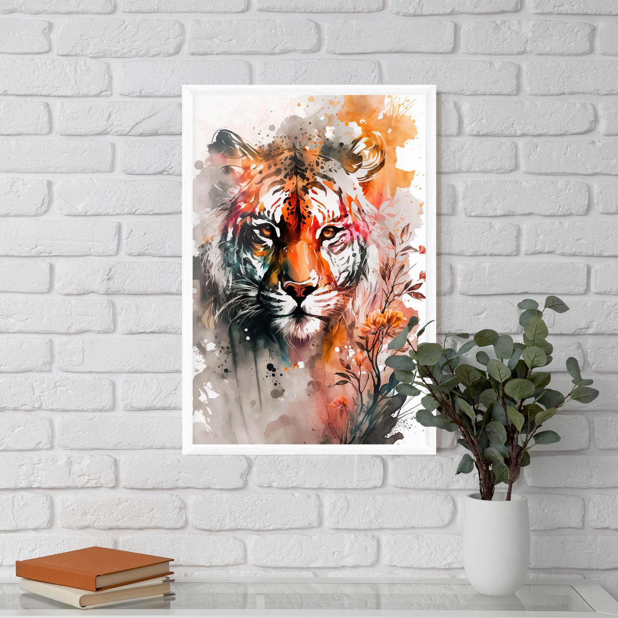 Plakat w Ramie Orange Art Tiger mockup 5
