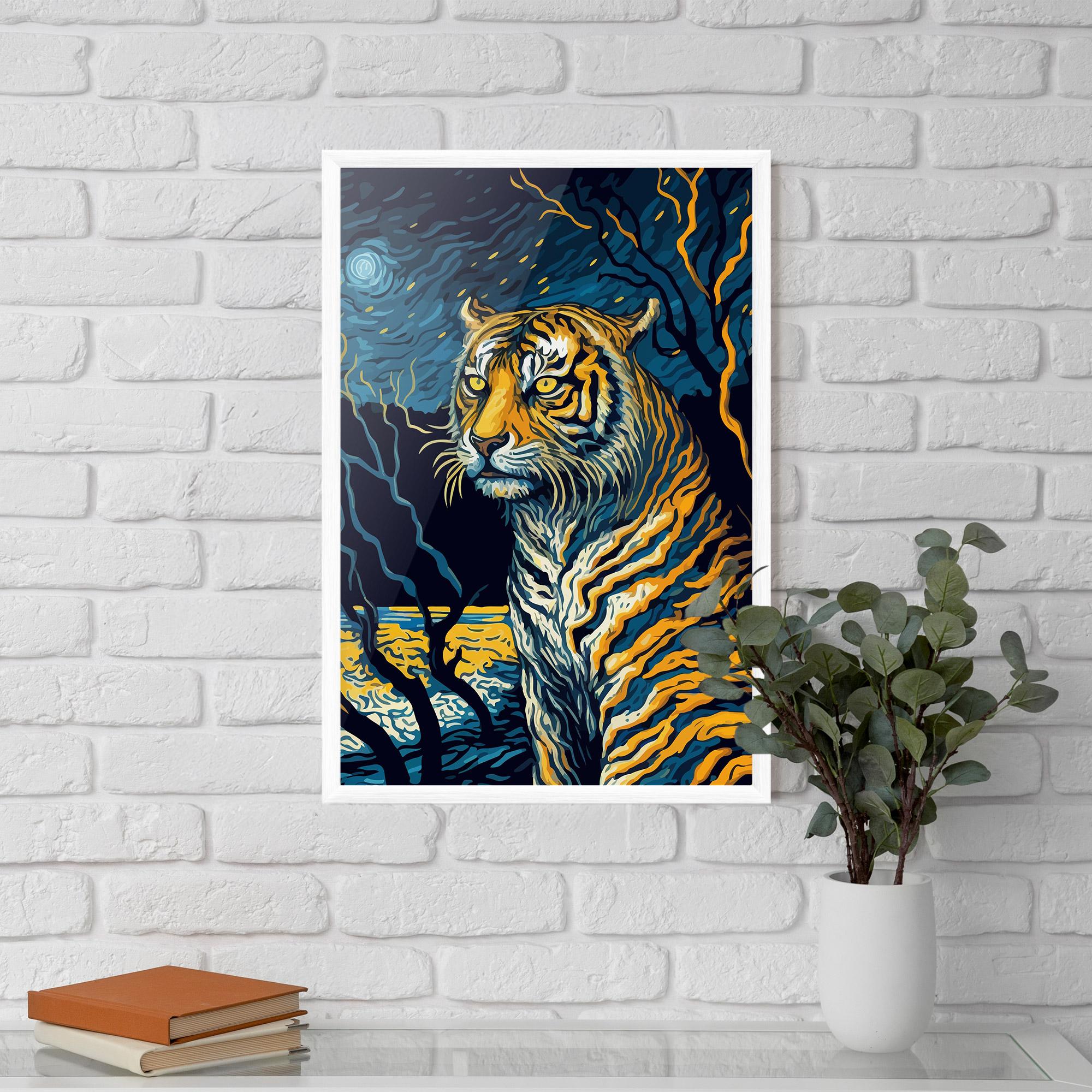 Plakat w Ramie Tiger Blue Painting mockup 5