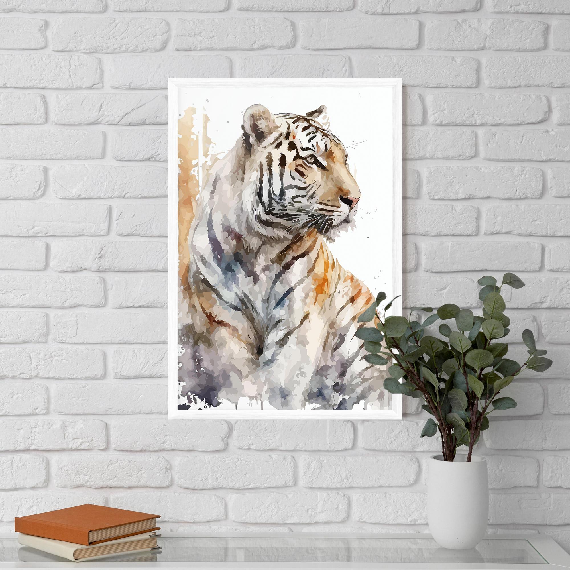 Plakat w Ramie White Tiger Art mockup 5