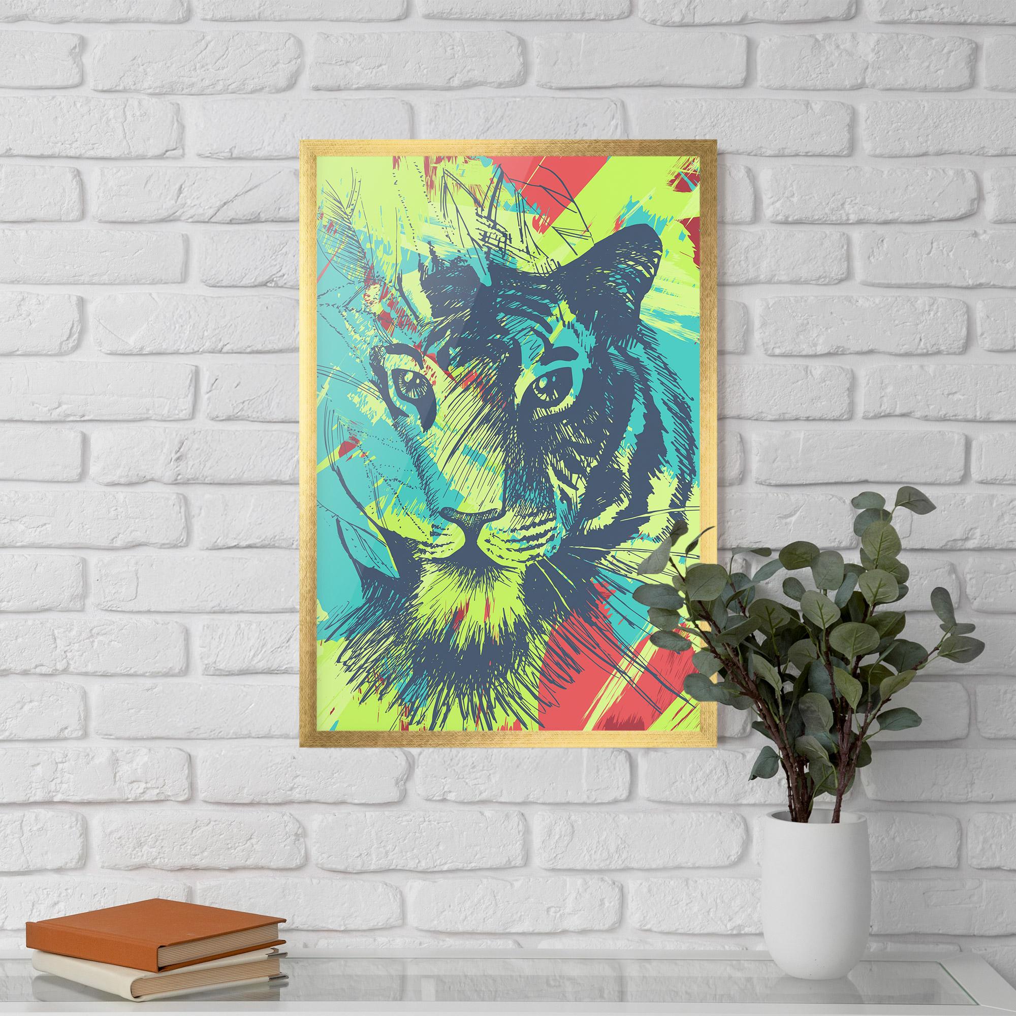 Plakat w Ramie Blue Green Tiger mockup 5