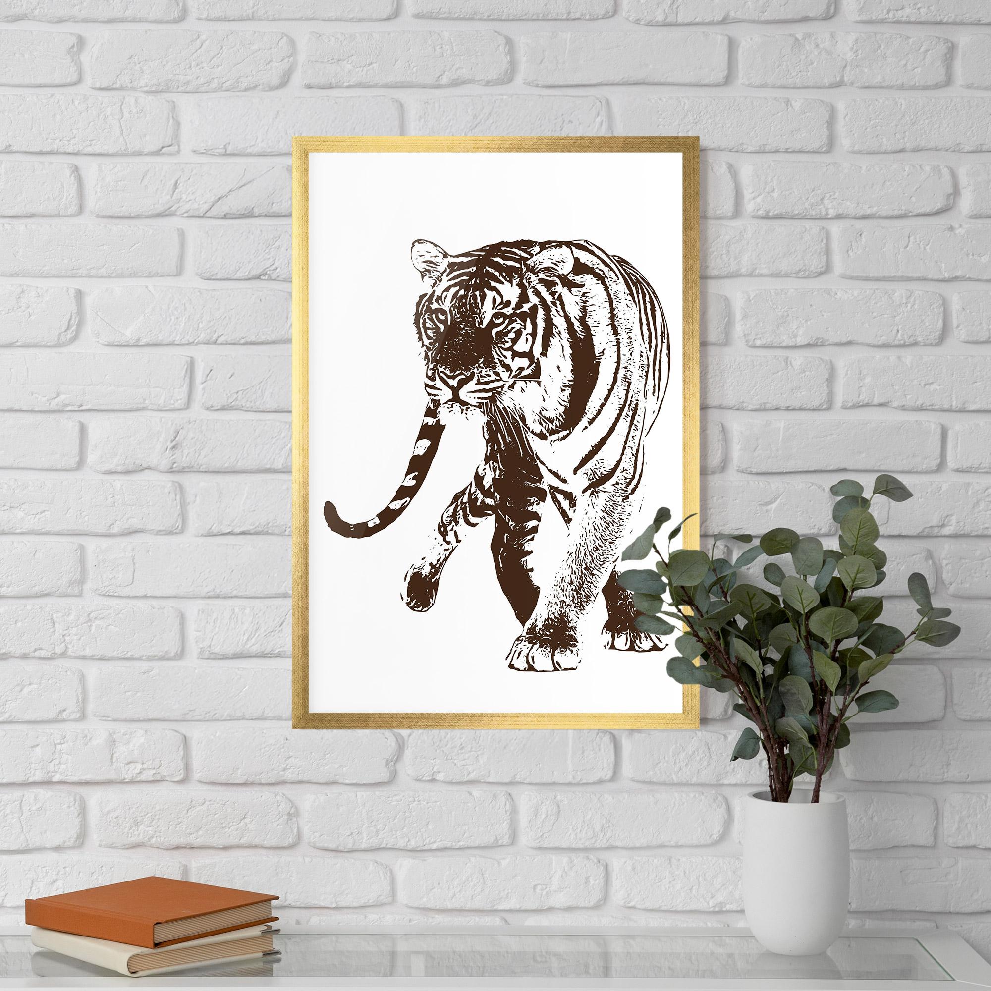 Plakat w Ramie Brown Line Tiger mockup 5