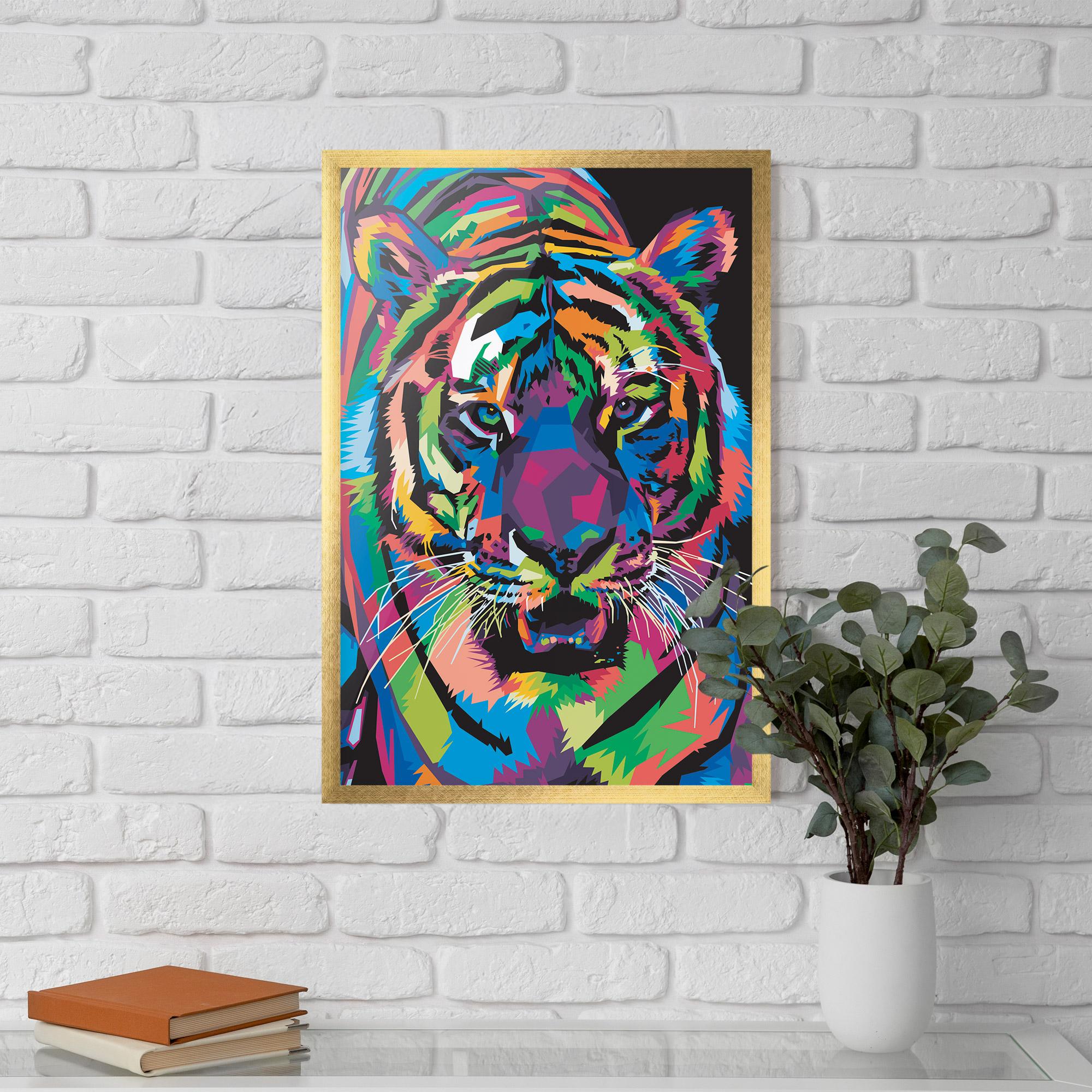 Plakat w Ramie Mix Color Tiger mockup 5