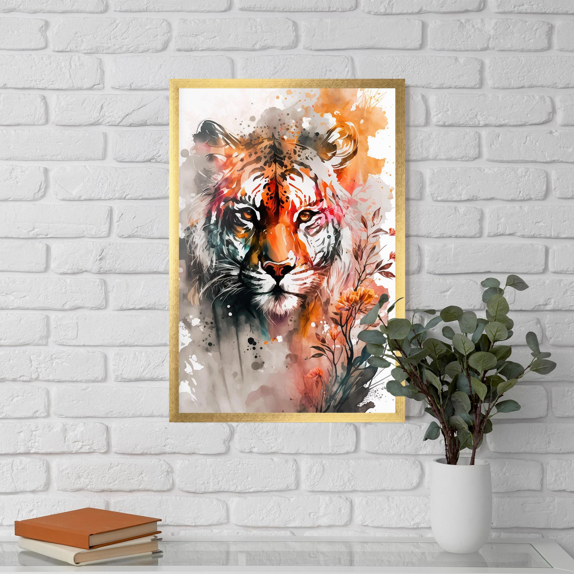 Plakat w Ramie Orange Art Tiger mockup 5