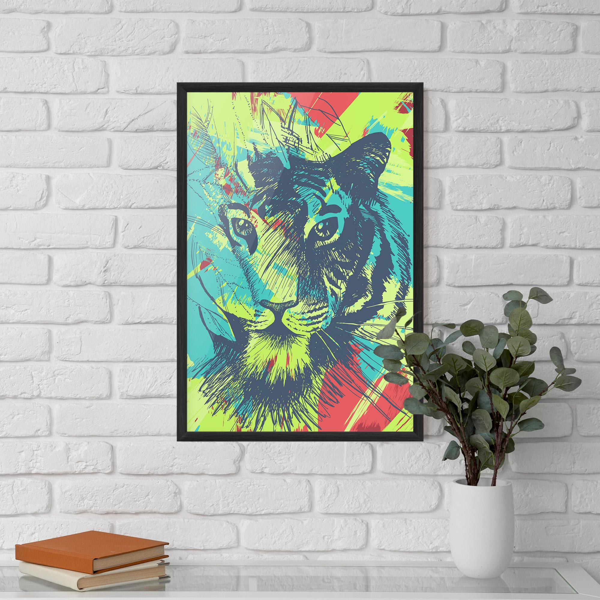 Plakat w Ramie Blue Green Tiger mockup 5