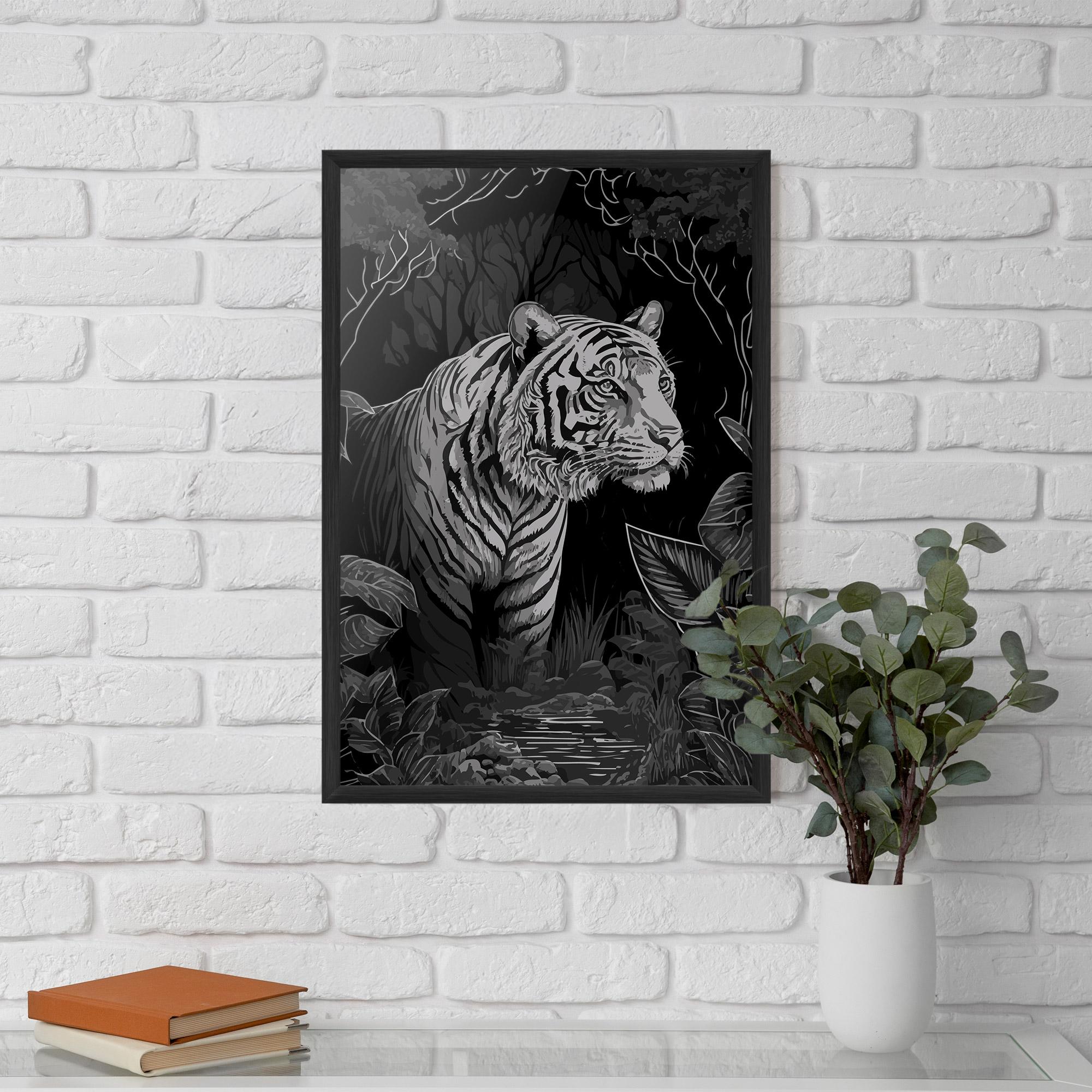 Plakat w Ramie Grey Tiger mockup 5