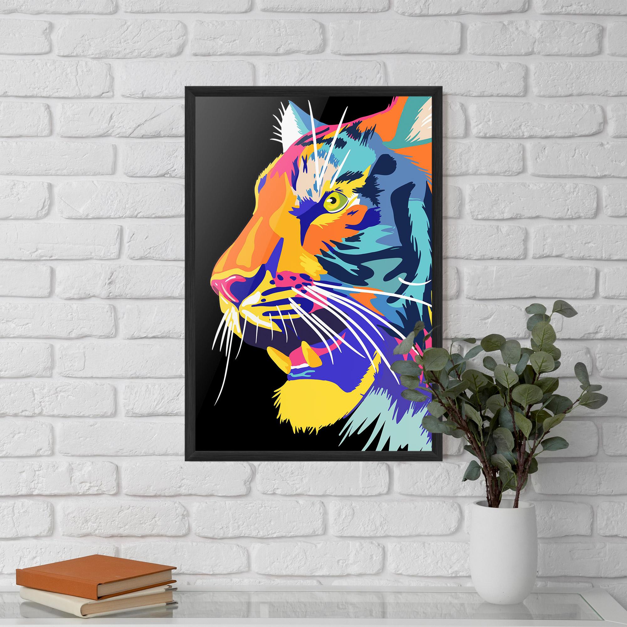 Plakat w Ramie Pretty Colorful Tiger mockup 5