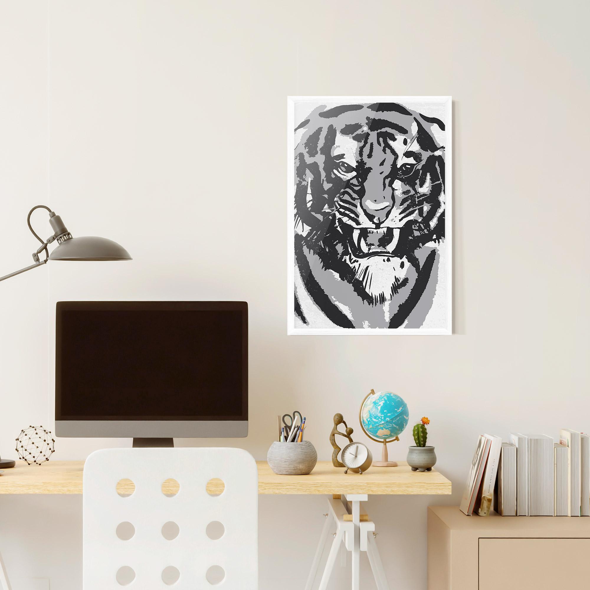 Plakat w Ramie Grey Tiger Head mockup 6
