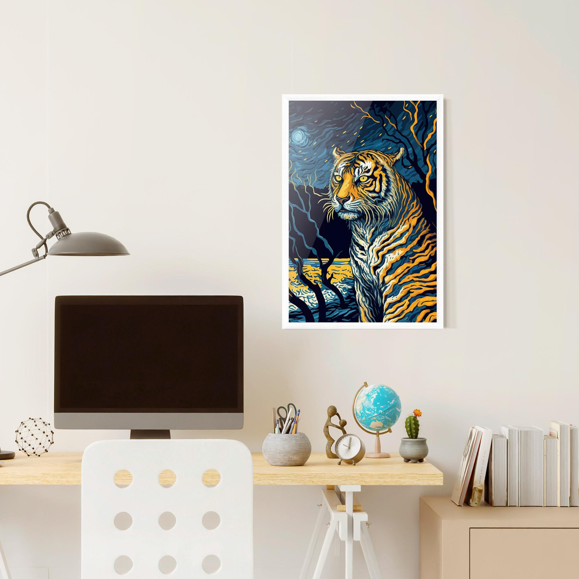Plakat w Ramie Tiger Blue Painting mockup 6