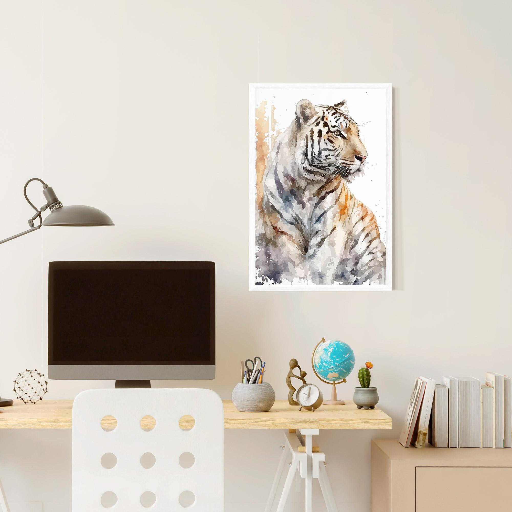 Plakat w Ramie White Tiger Art mockup 6