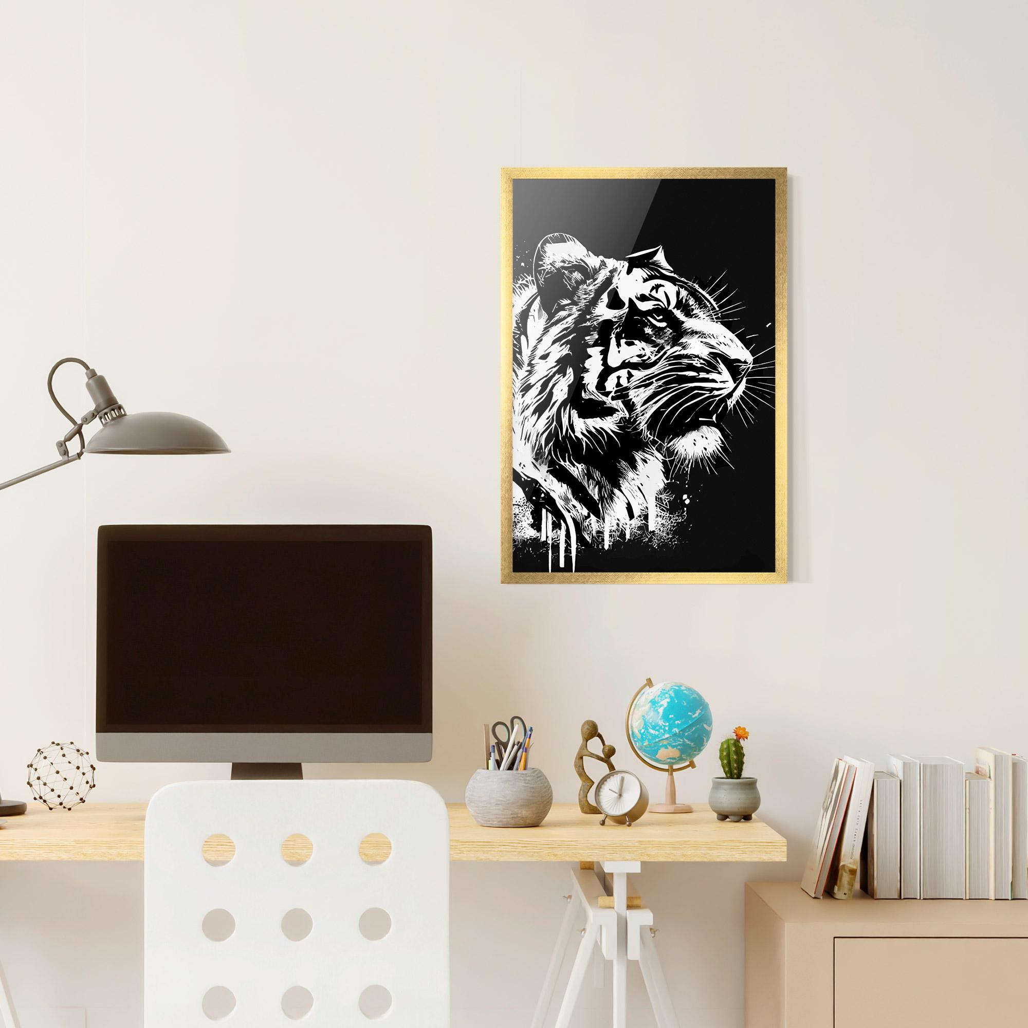 Plakat w Ramie White Ink Tiger mockup 6