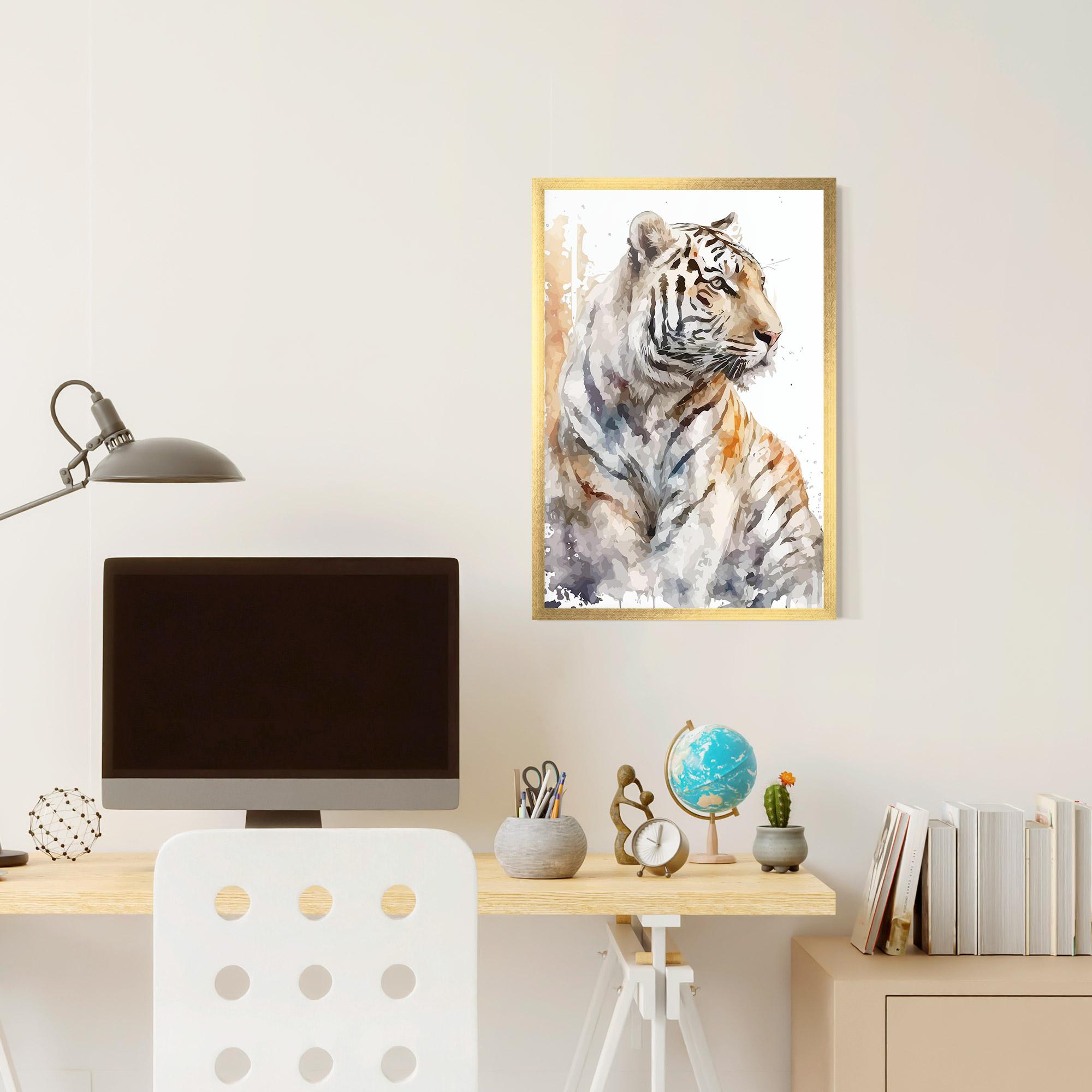 Plakat w Ramie White Tiger Art mockup 6