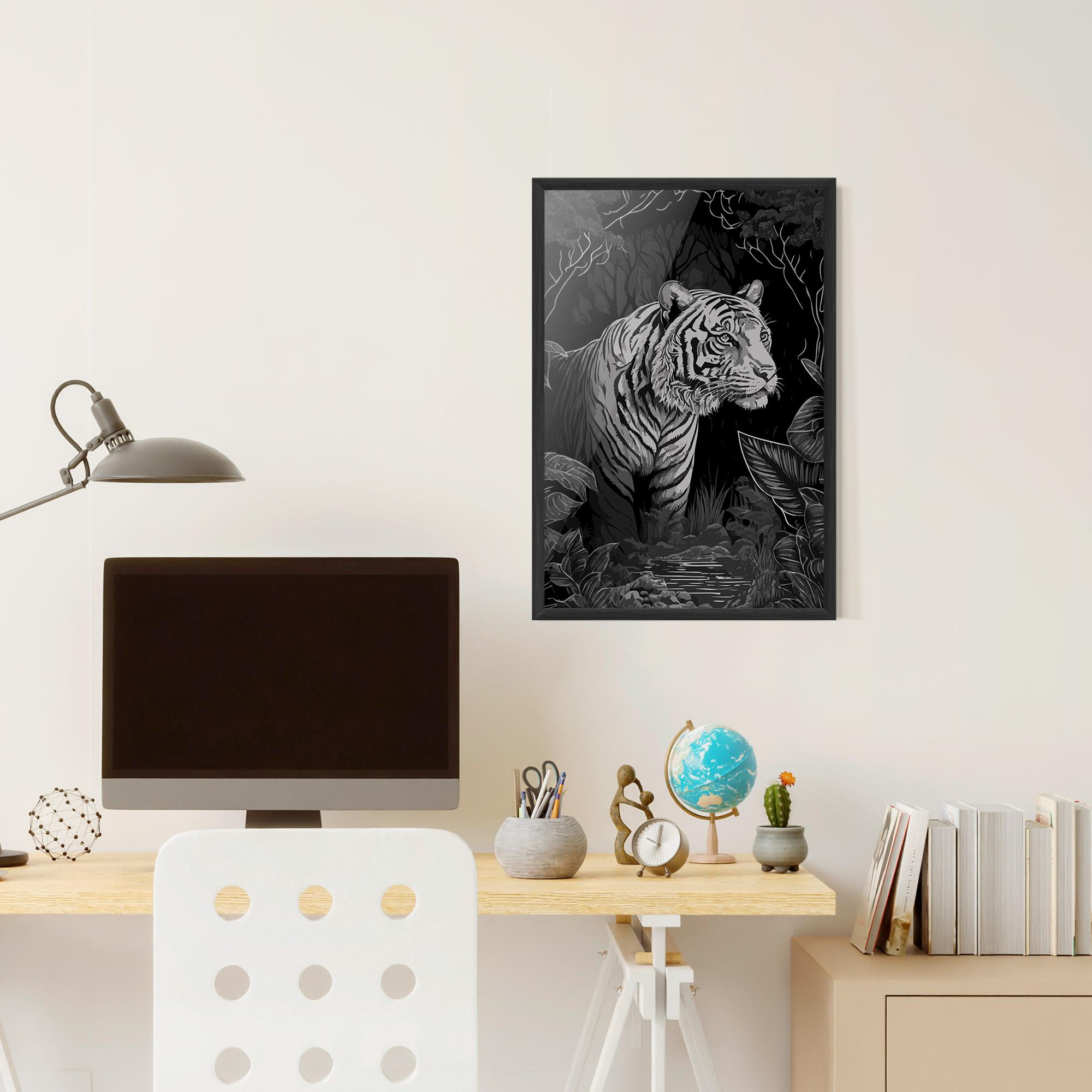 Plakat w Ramie Grey Tiger mockup 6