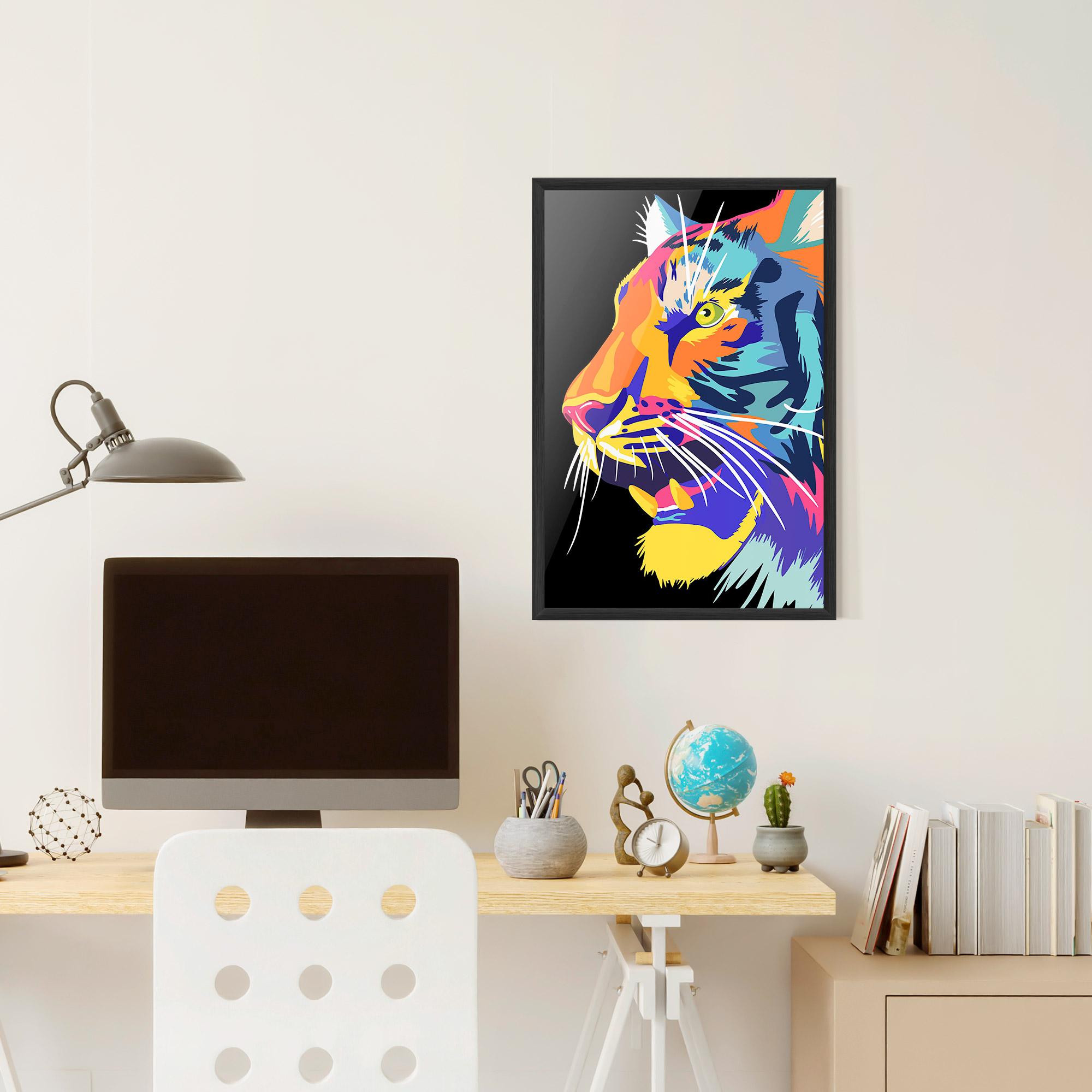Plakat w Ramie Pretty Colorful Tiger mockup 6