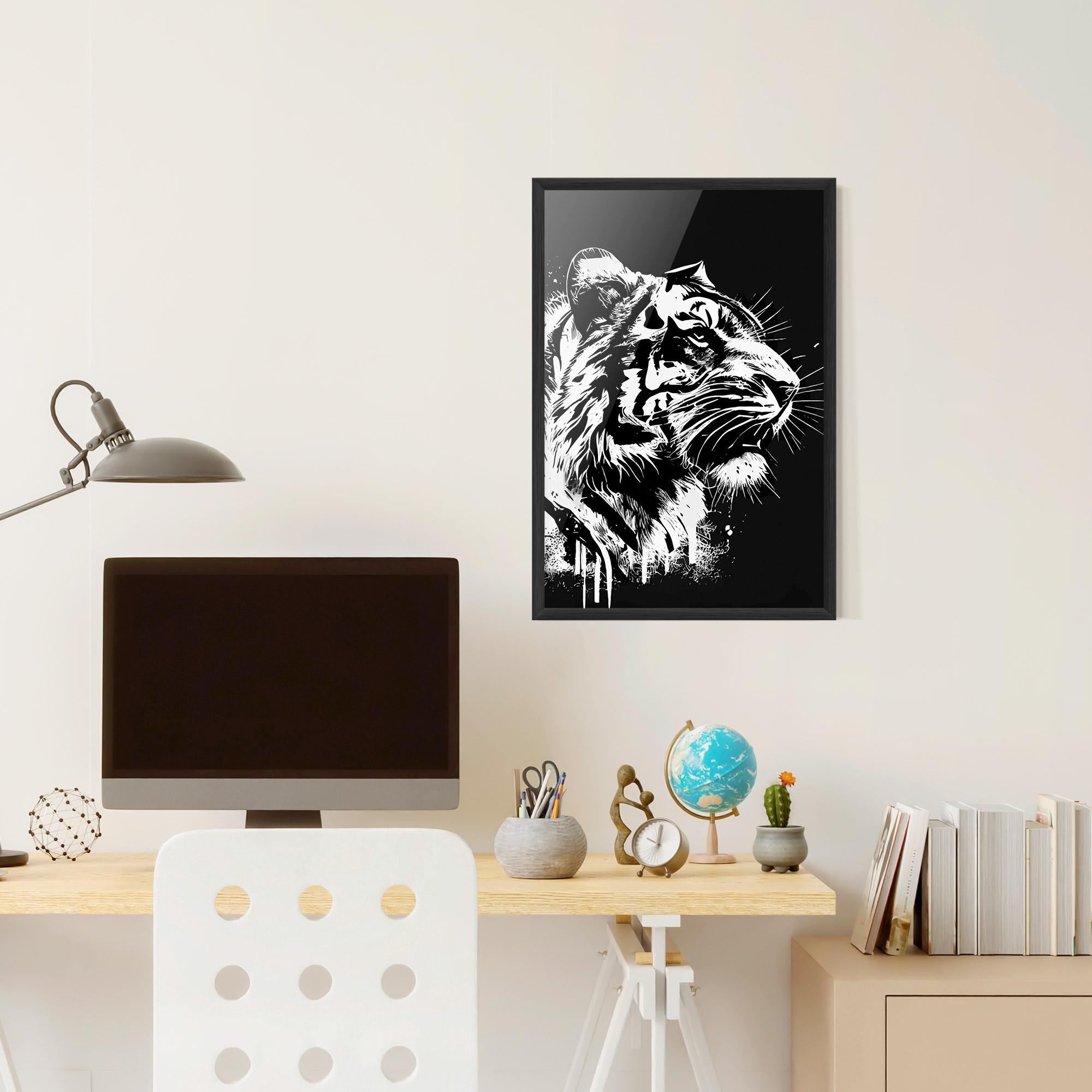 Plakat w Ramie White Ink Tiger mockup 6