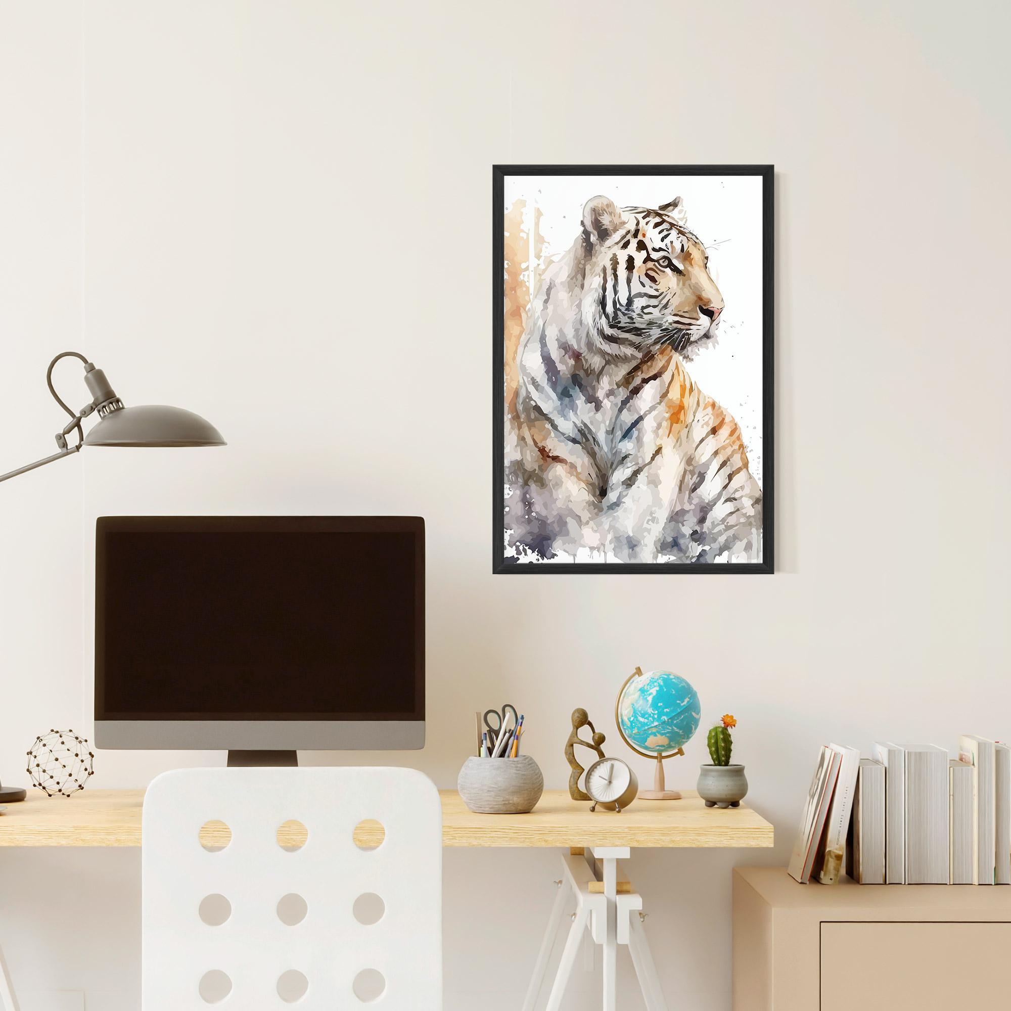 Plakat w Ramie White Tiger Art mockup 6