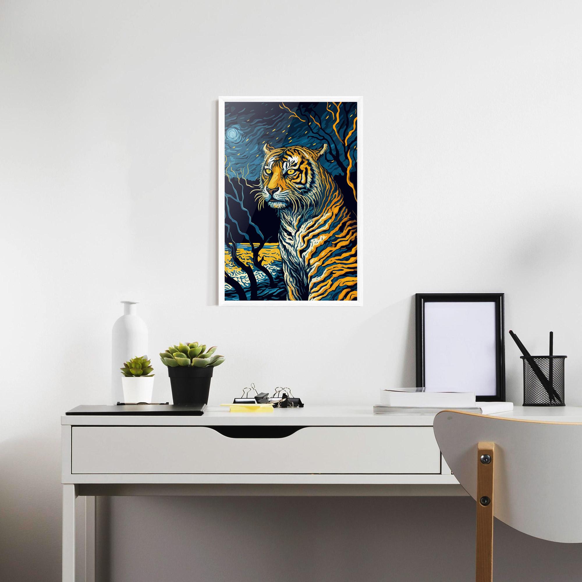 Plakat w Ramie Tiger Blue Painting mockup 7
