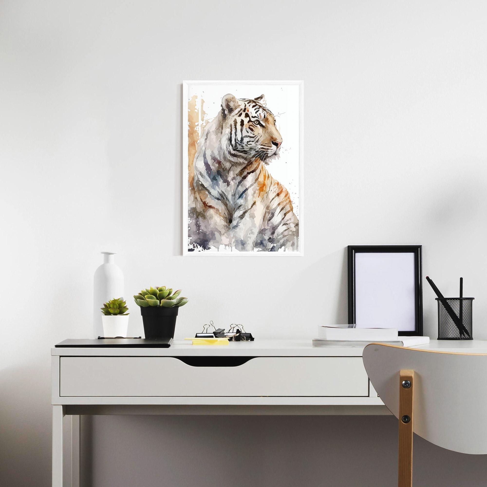 Plakat w Ramie White Tiger Art mockup 7