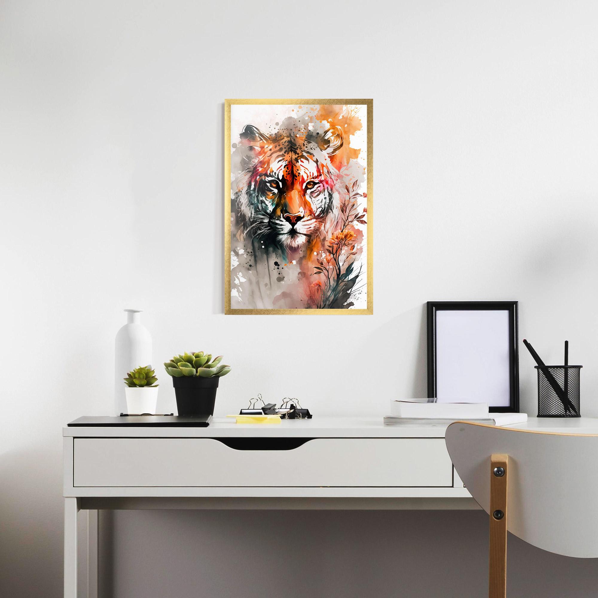 Plakat w Ramie Orange Art Tiger mockup 7