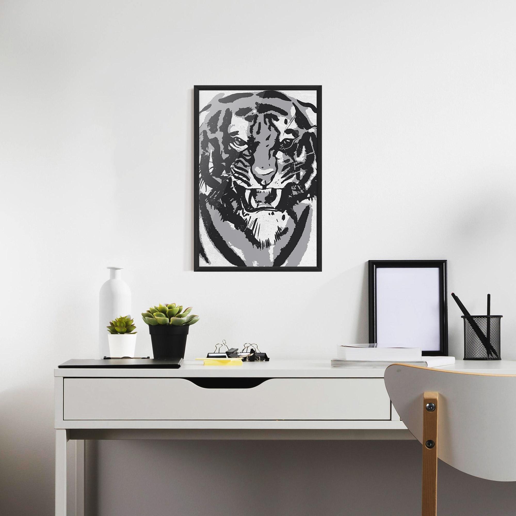 Plakat w Ramie Grey Tiger Head mockup 7