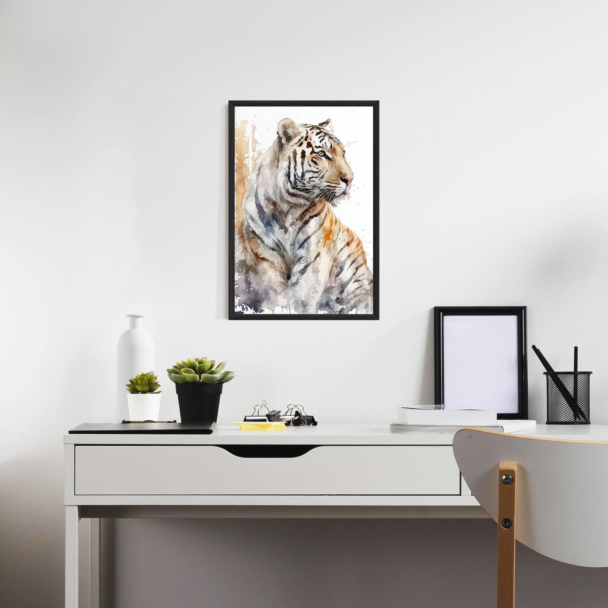 Plakat w Ramie White Tiger Art mockup 7
