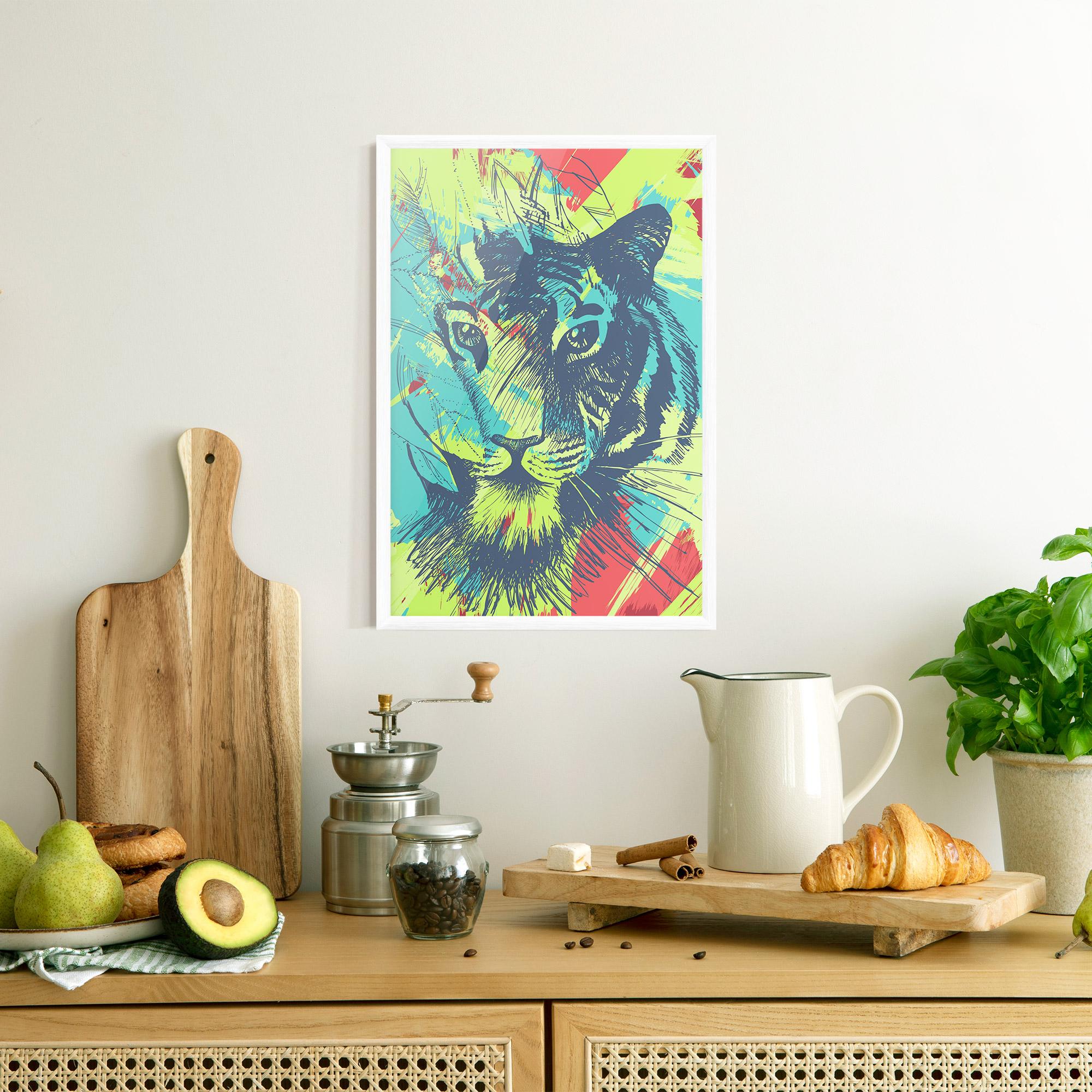 Plakat w Ramie Blue Green Tiger mockup 8