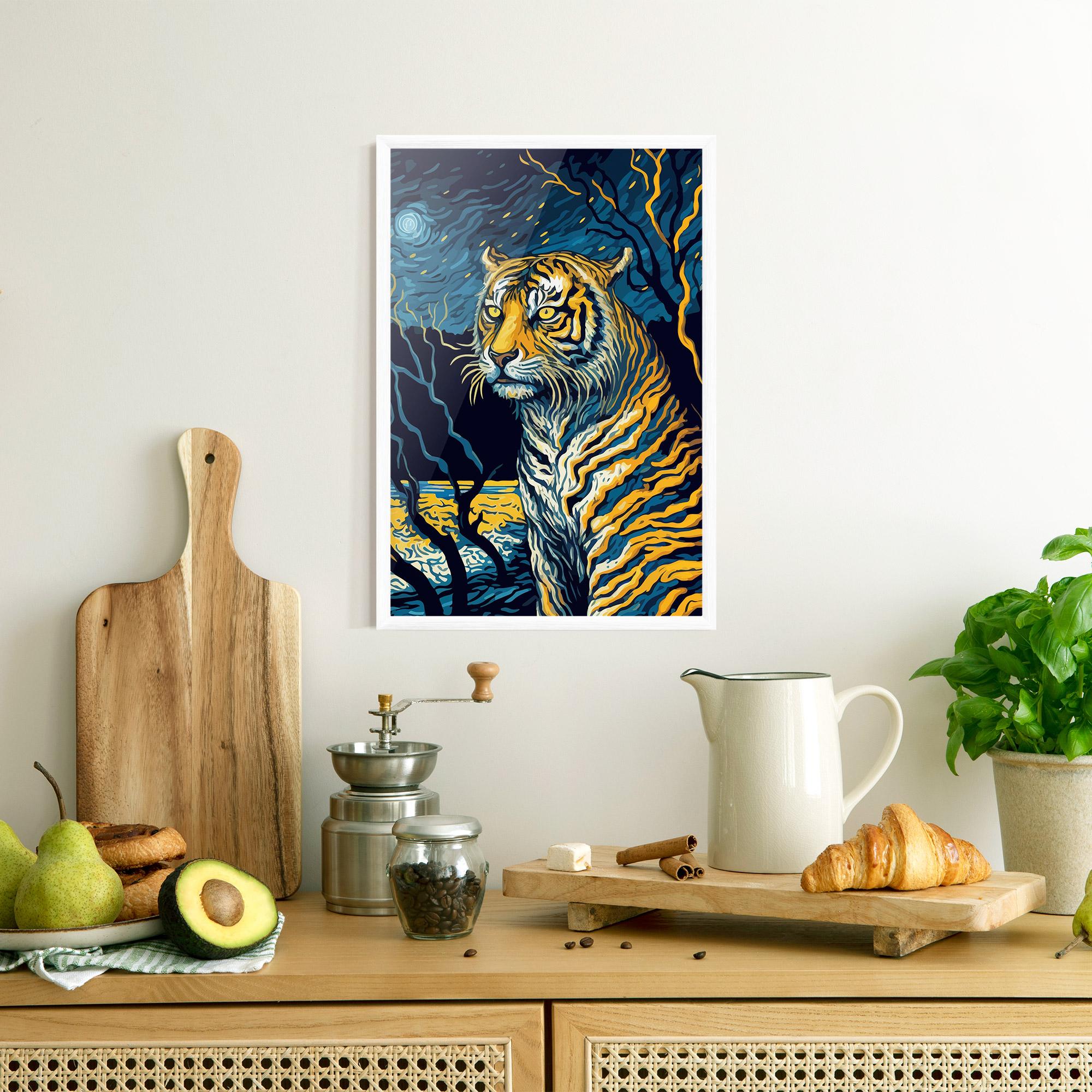Plakat w Ramie Tiger Blue Painting mockup 8