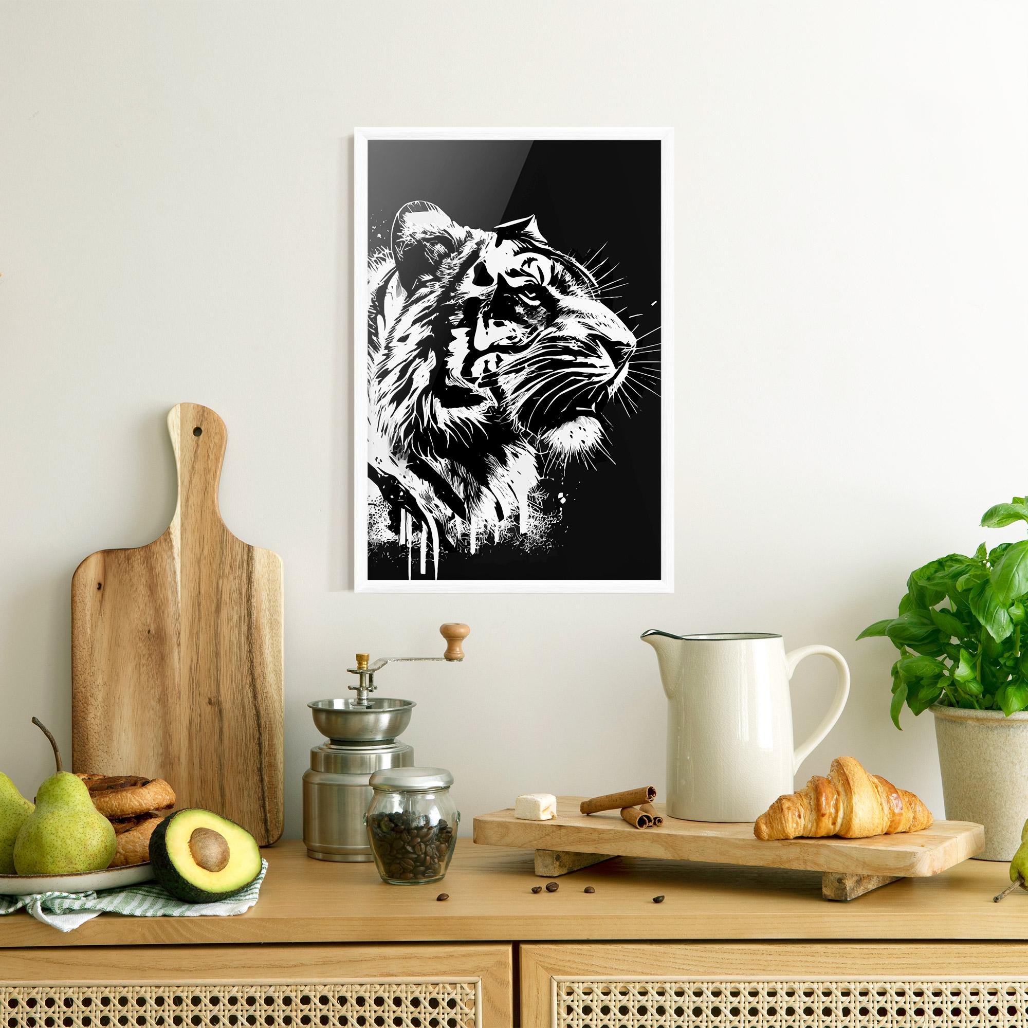 Plakat w Ramie White Ink Tiger mockup 8