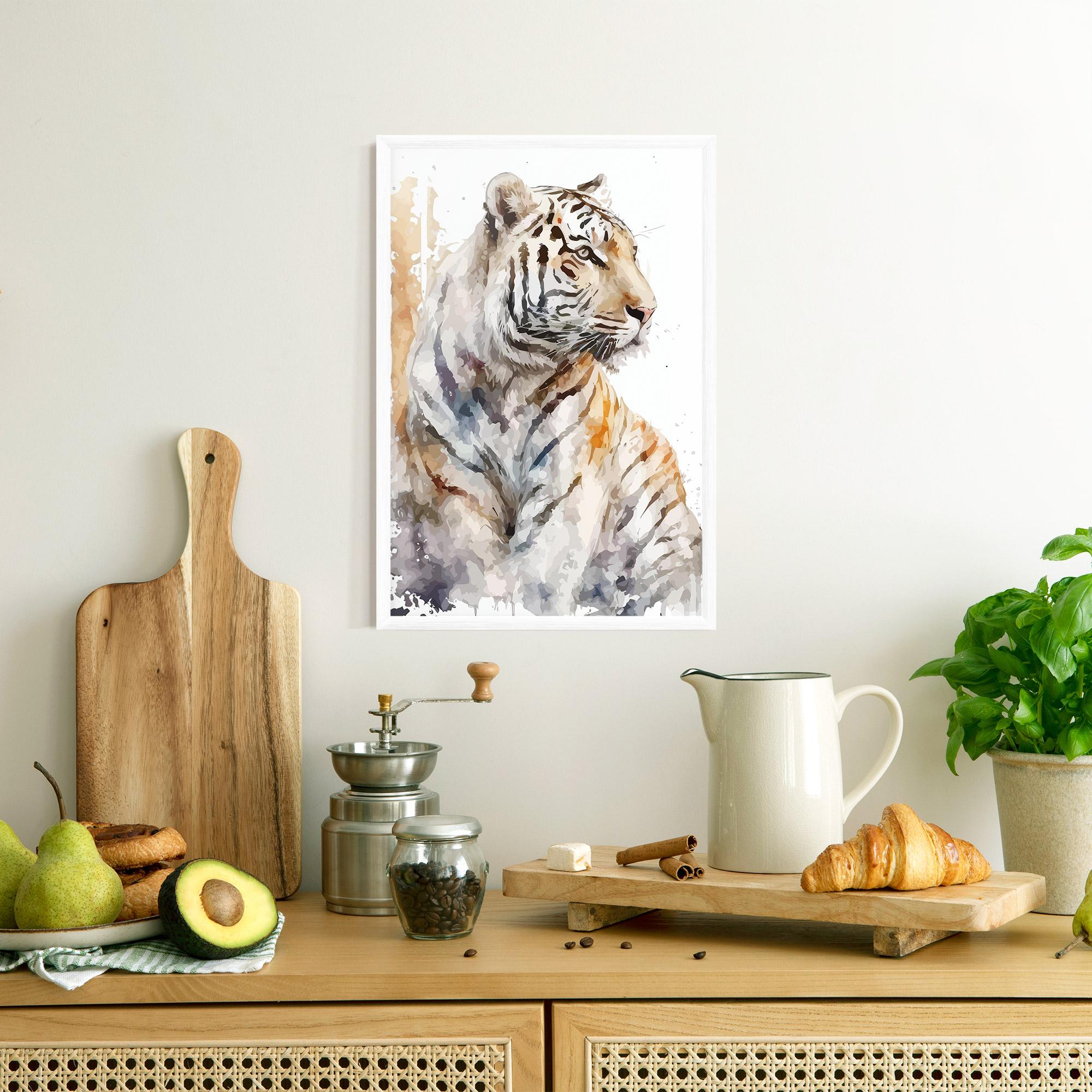 Plakat w Ramie White Tiger Art mockup 8