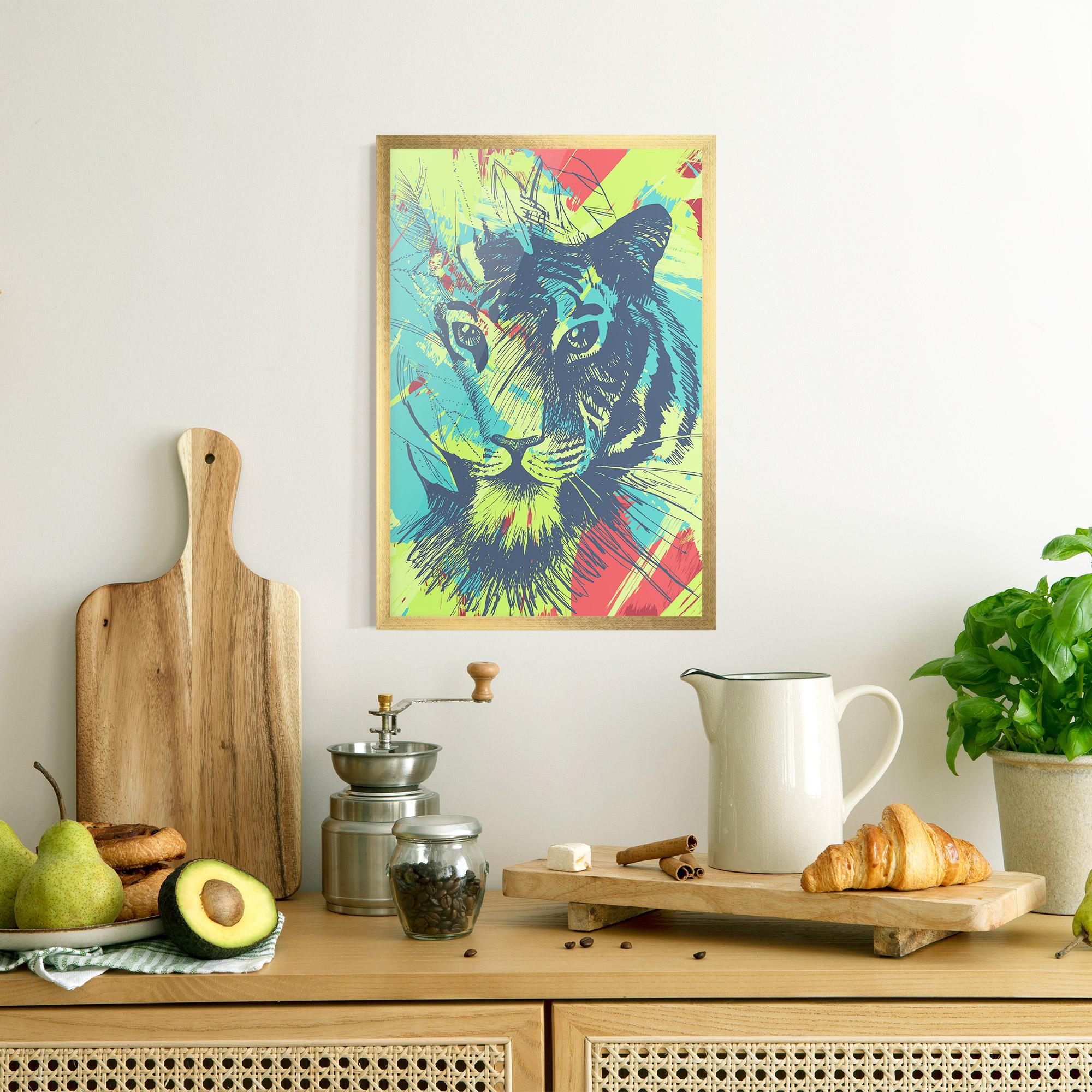Plakat w Ramie Blue Green Tiger mockup 8