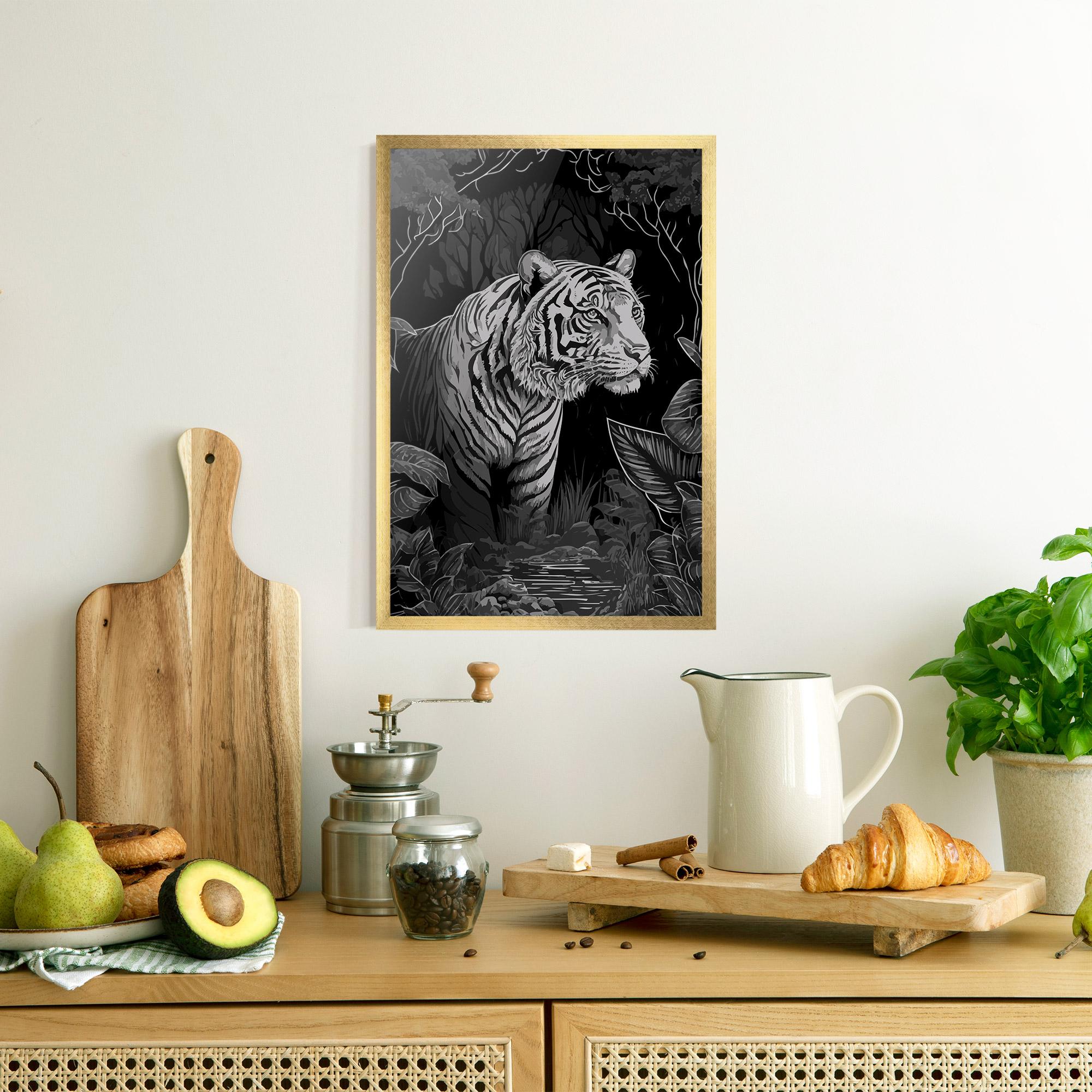 Plakat w Ramie Grey Tiger mockup 8