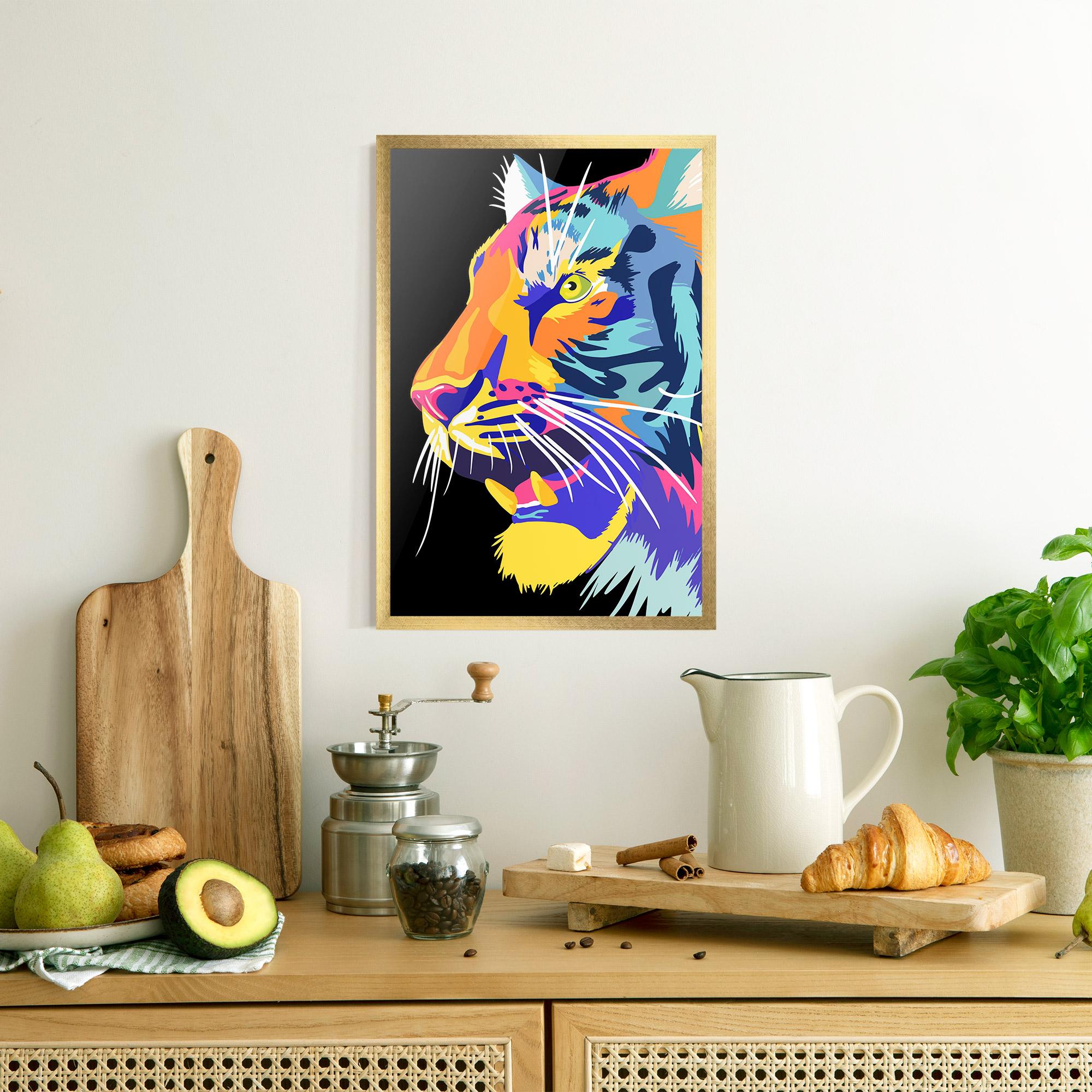 Plakat w Ramie Pretty Colorful Tiger mockup 8