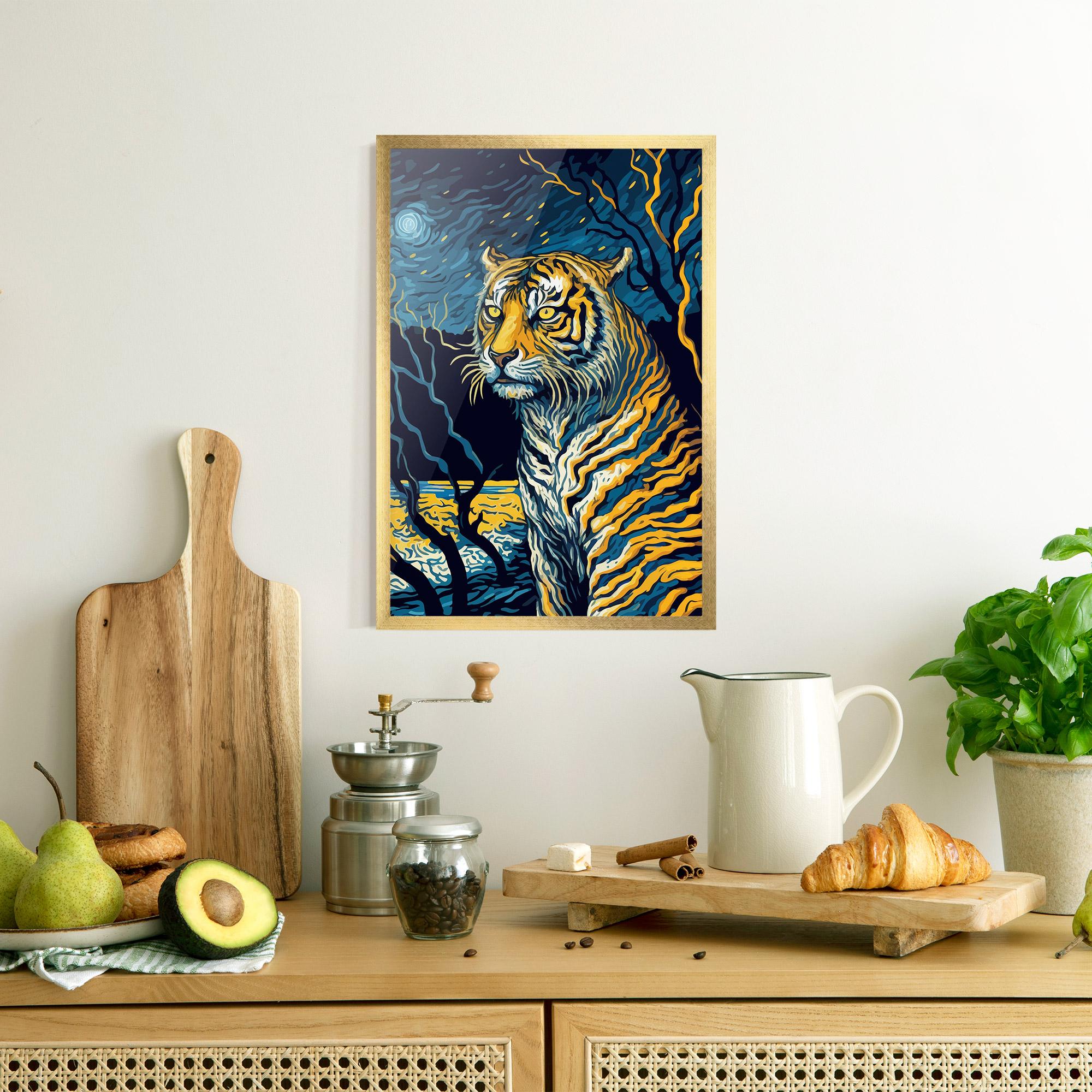 Plakat w Ramie Tiger Blue Painting mockup 8