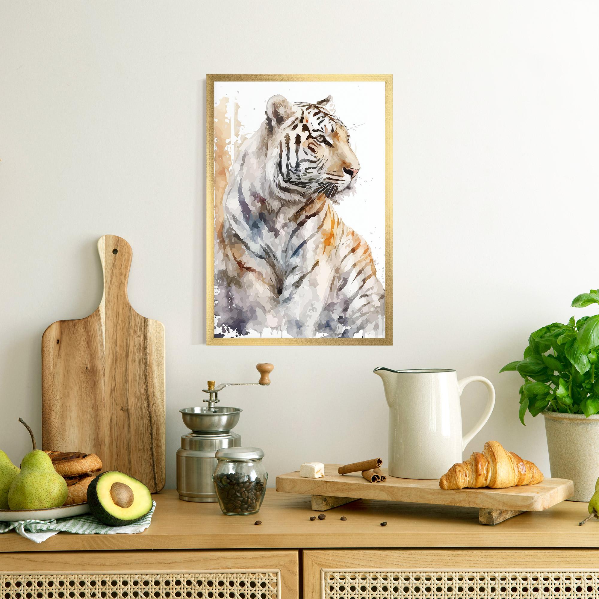Plakat w Ramie White Tiger Art mockup 8