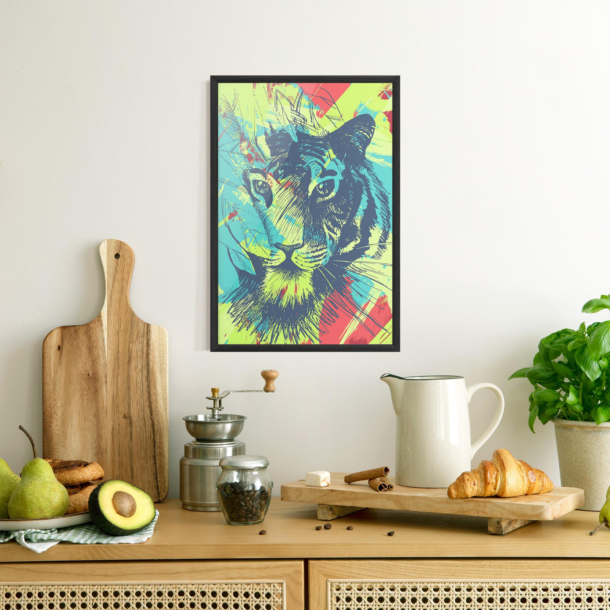 Plakat w Ramie Blue Green Tiger mockup 8