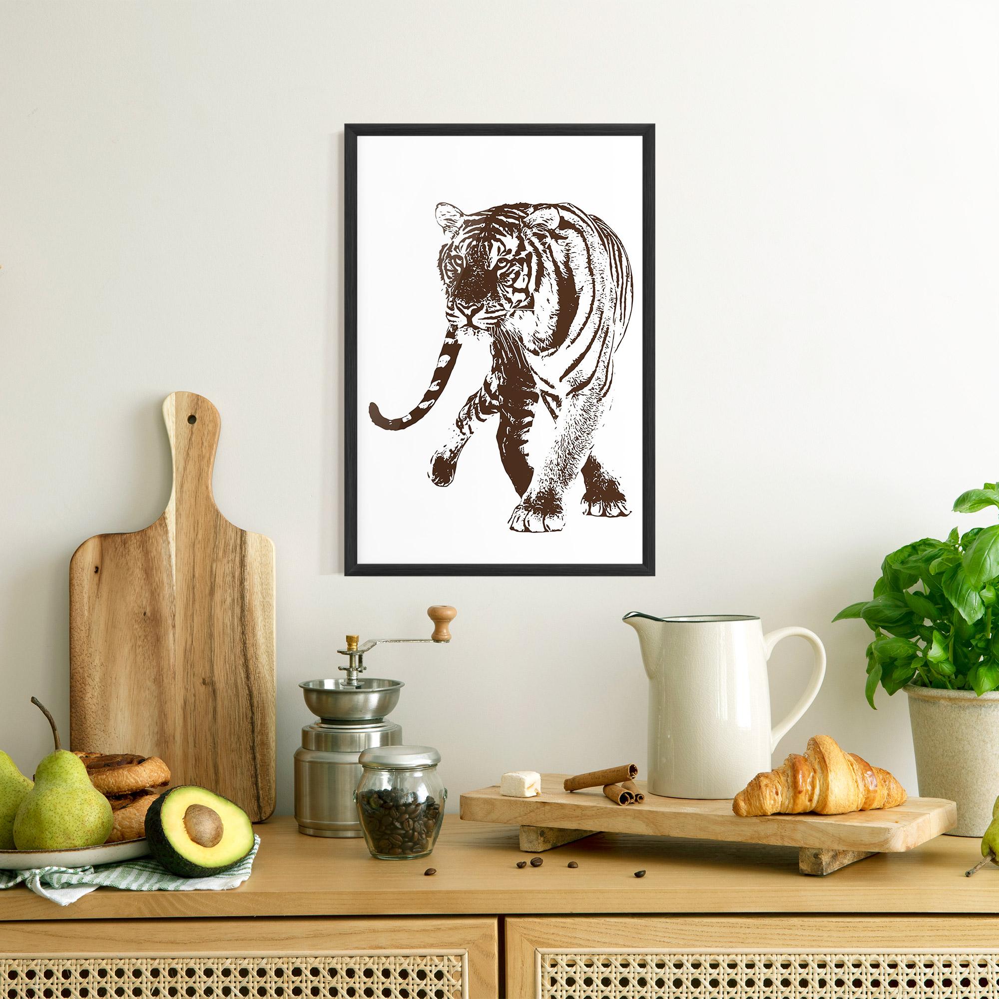 Plakat w Ramie Brown Line Tiger mockup 8