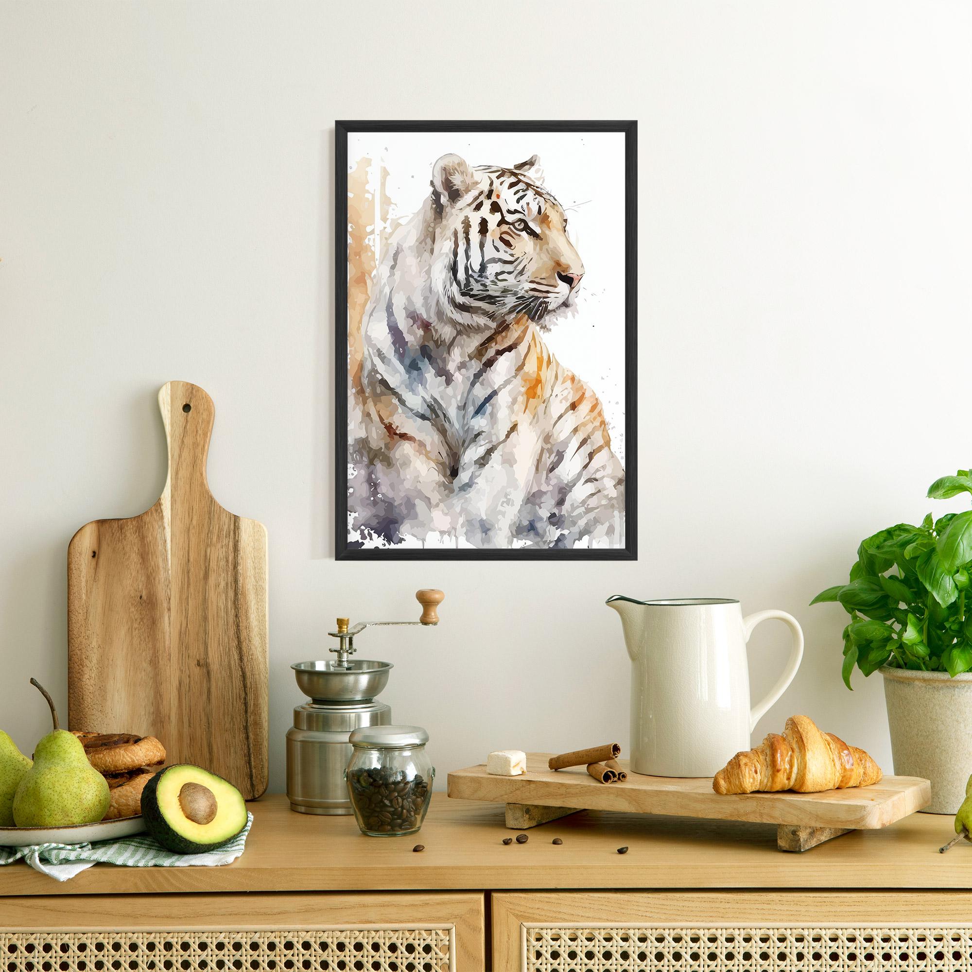 Plakat w Ramie White Tiger Art mockup 8