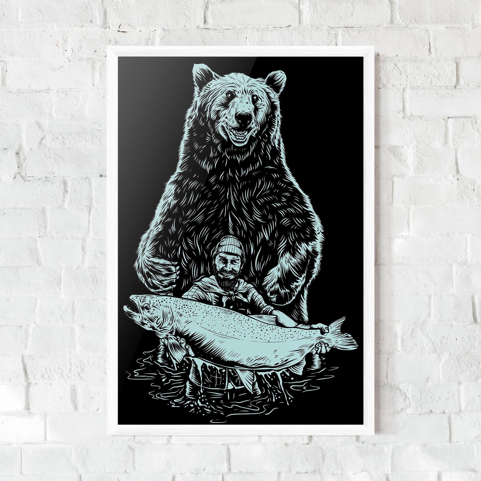 Plakat w Ramie Fishing Bear mockup 0