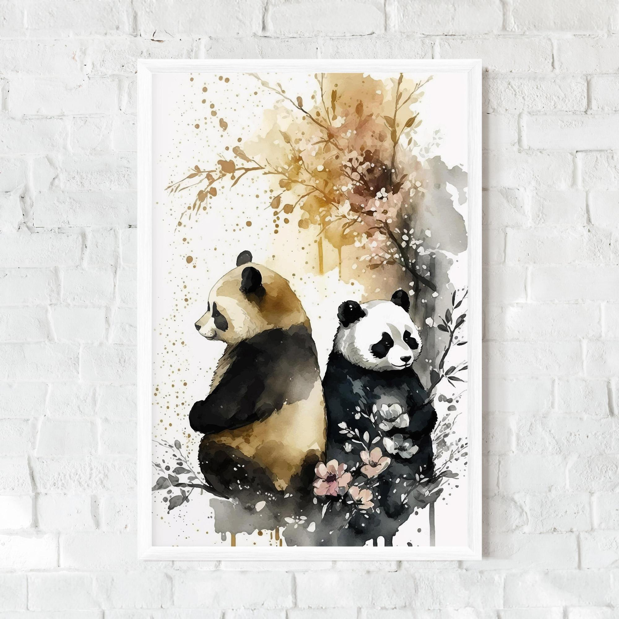 Plakat w Ramie Gold Panda Art mockup 0