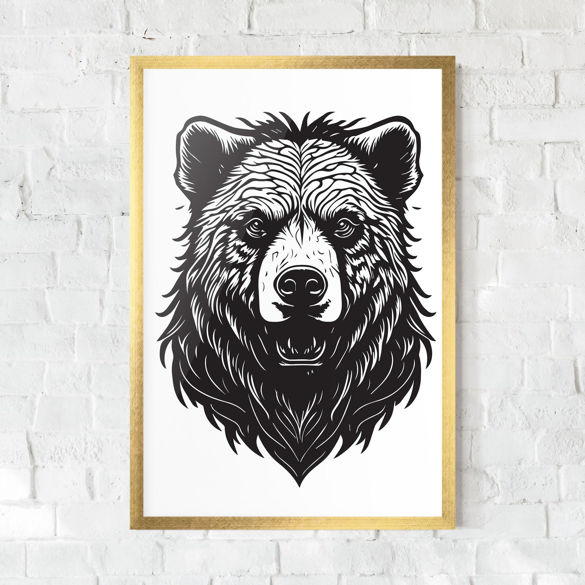 Plakat w Ramie Bear Black Head mockup 0