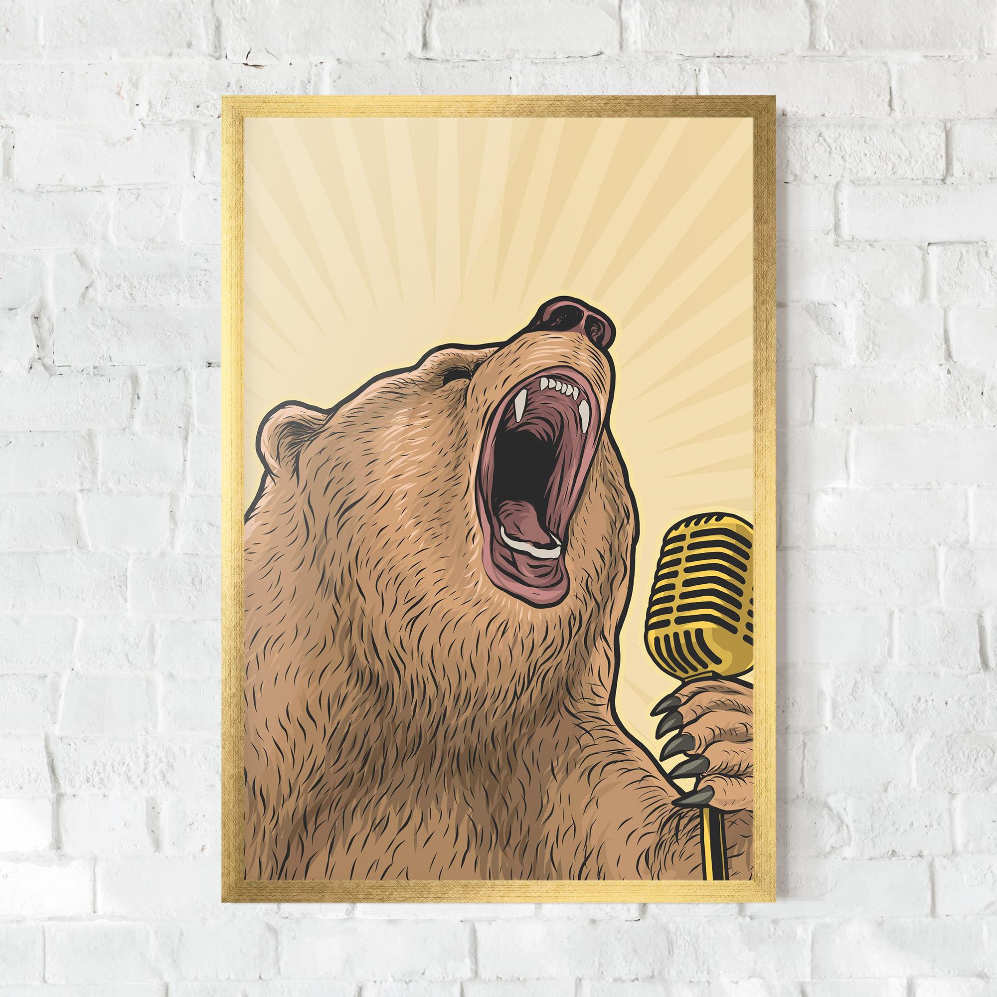 Plakat w Ramie Bear Singing mockup 0