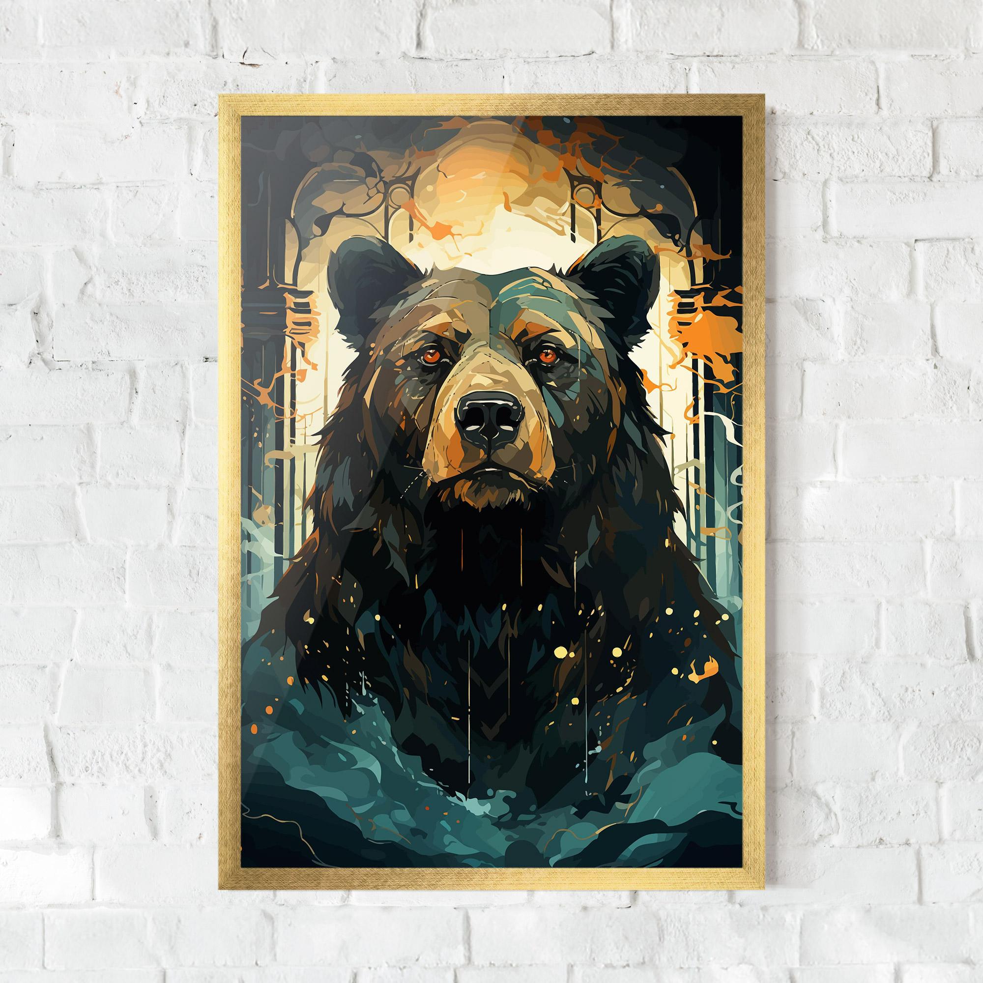 Plakat w Ramie Brown Bear Art mockup 0