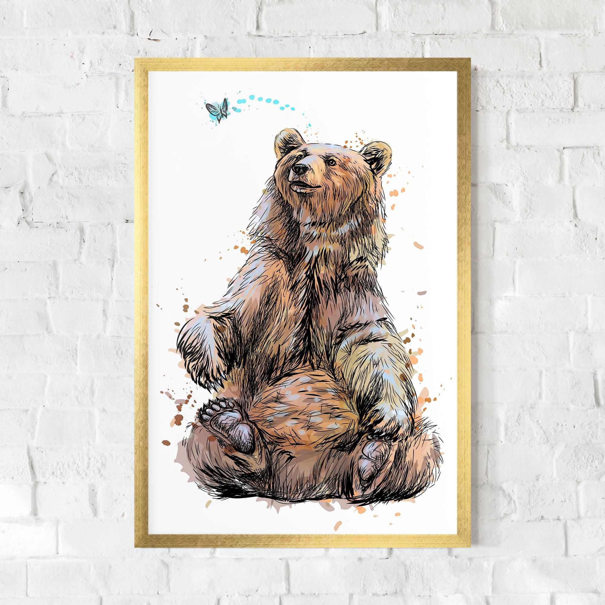 Plakat w Ramie Butterfly Bear mockup 0