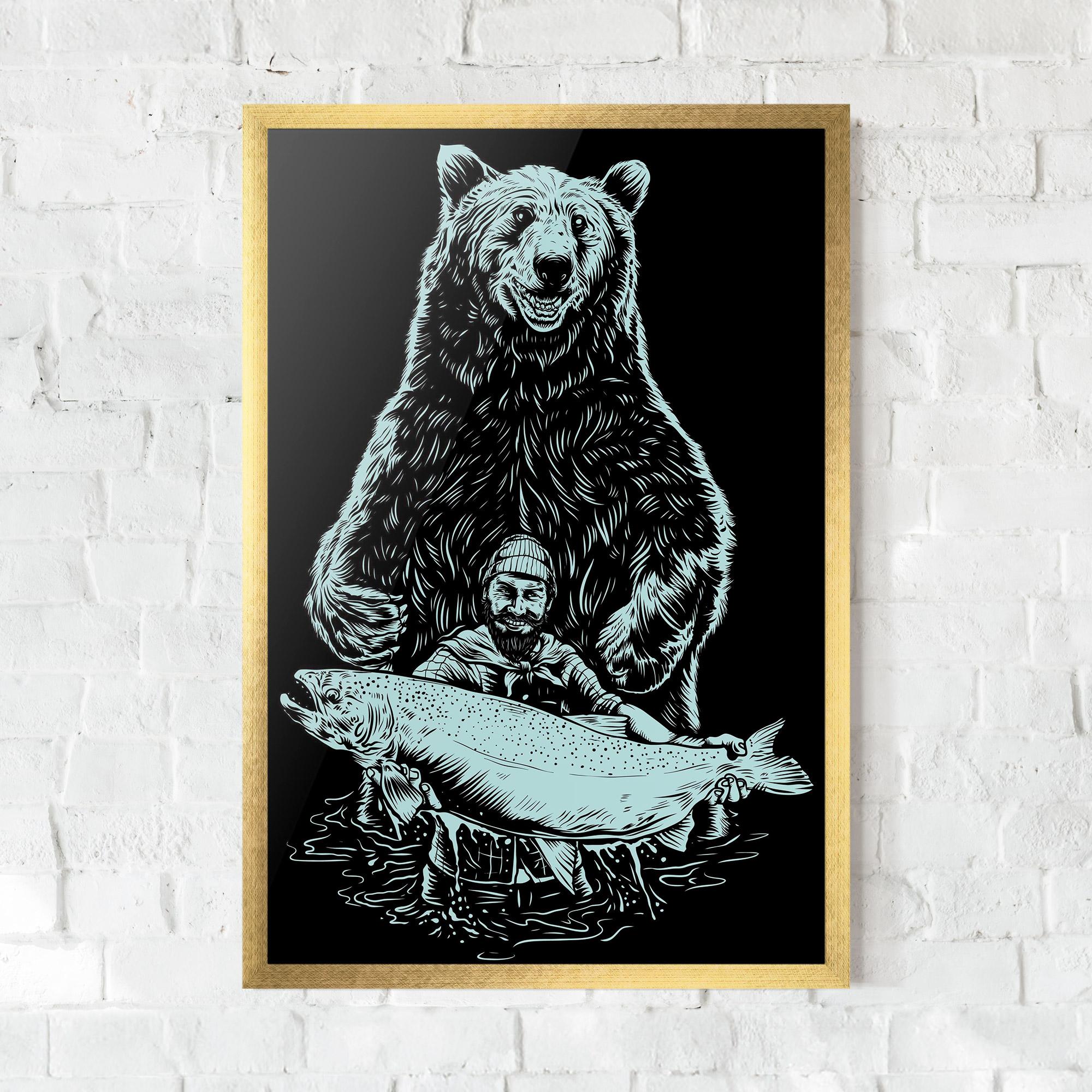 Plakat w Ramie Fishing Bear mockup 0