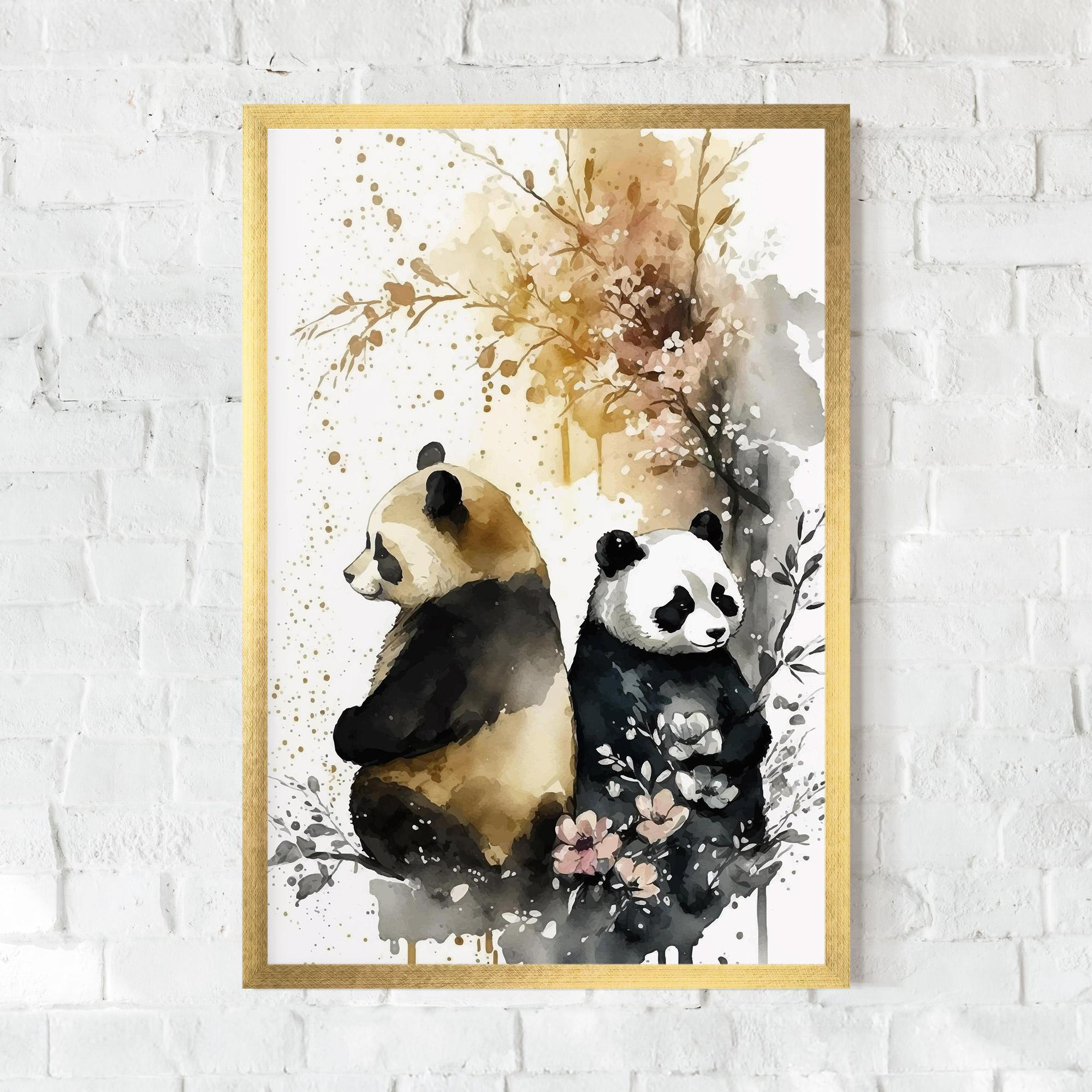 Plakat w Ramie Gold Panda Art mockup 0