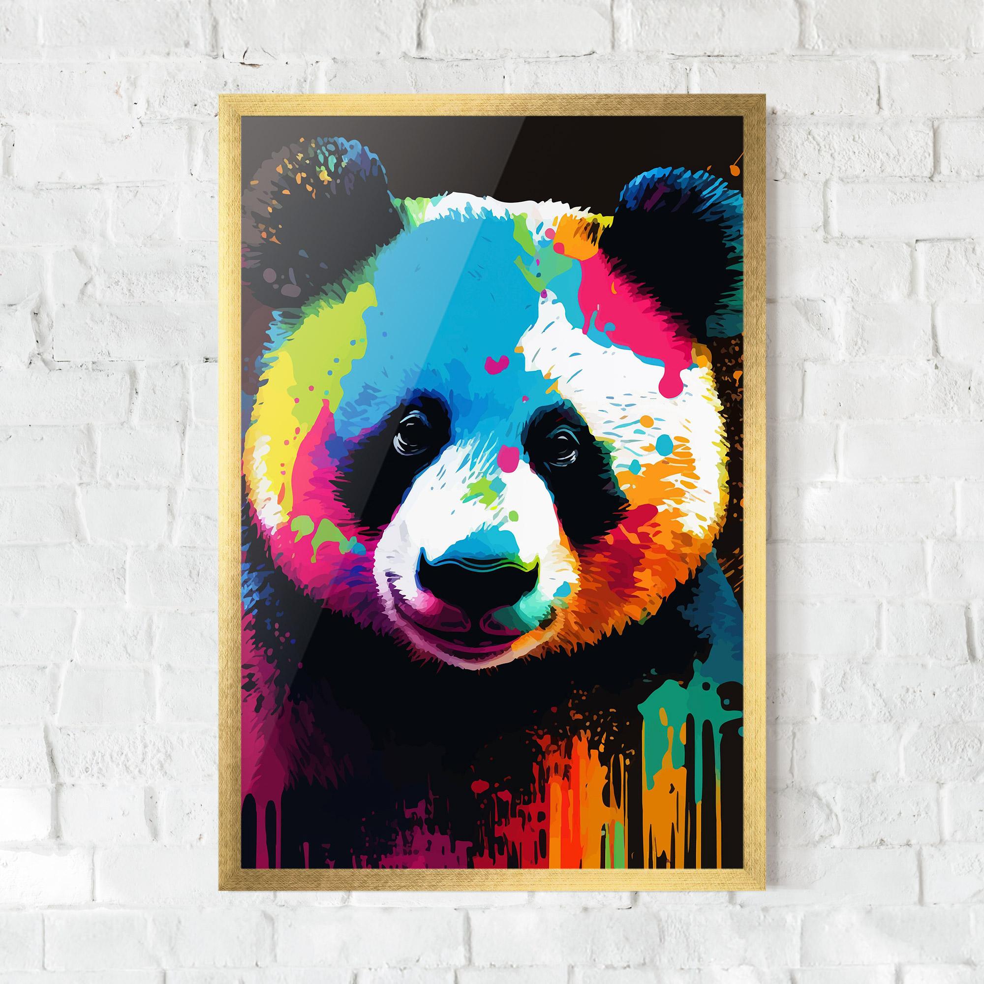 Plakat w Ramie Panda Color Art mockup 0